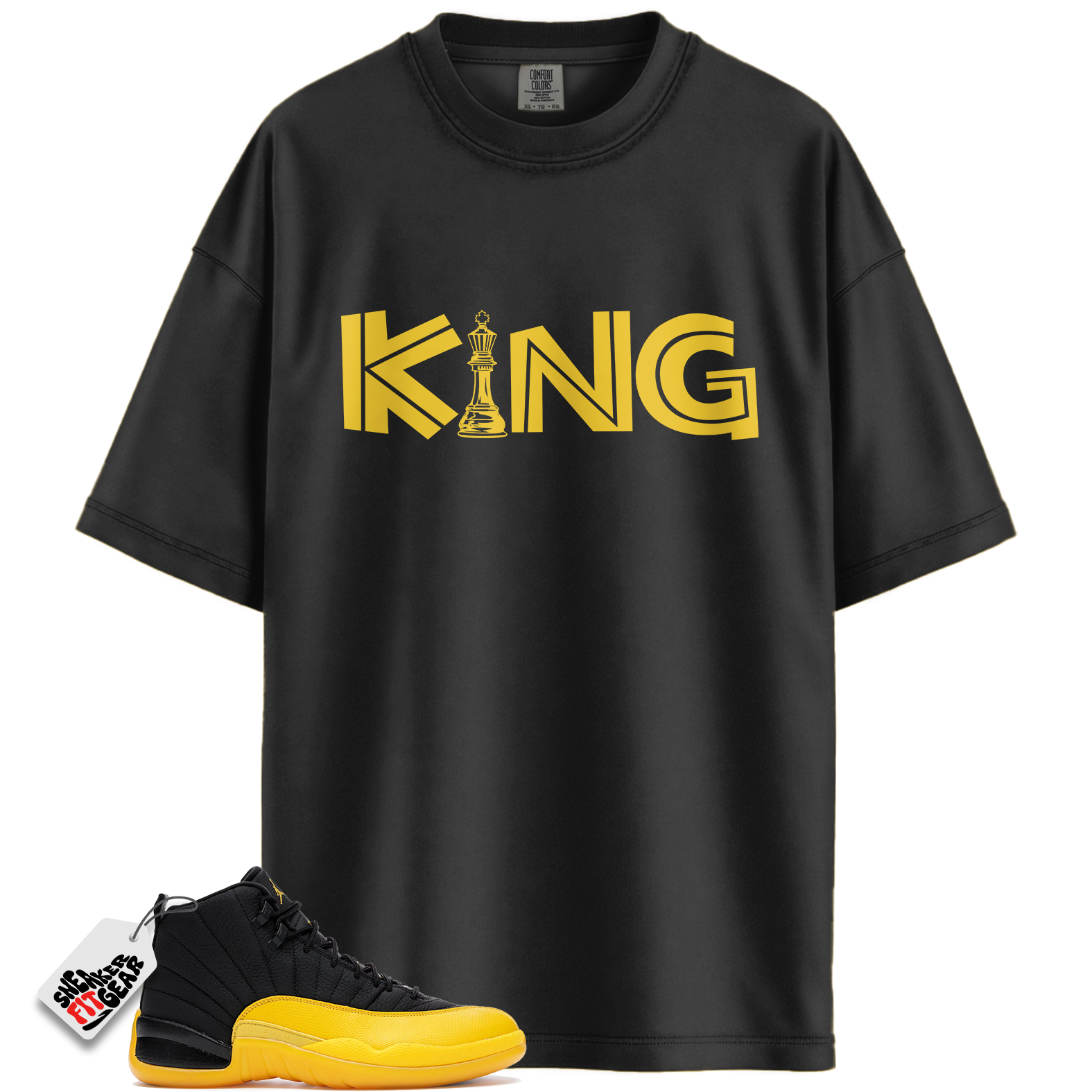 Jordan 12 Retro Black University Gold Match Shirts, KiNG To Match Jordan 12 Retro Black University Gold