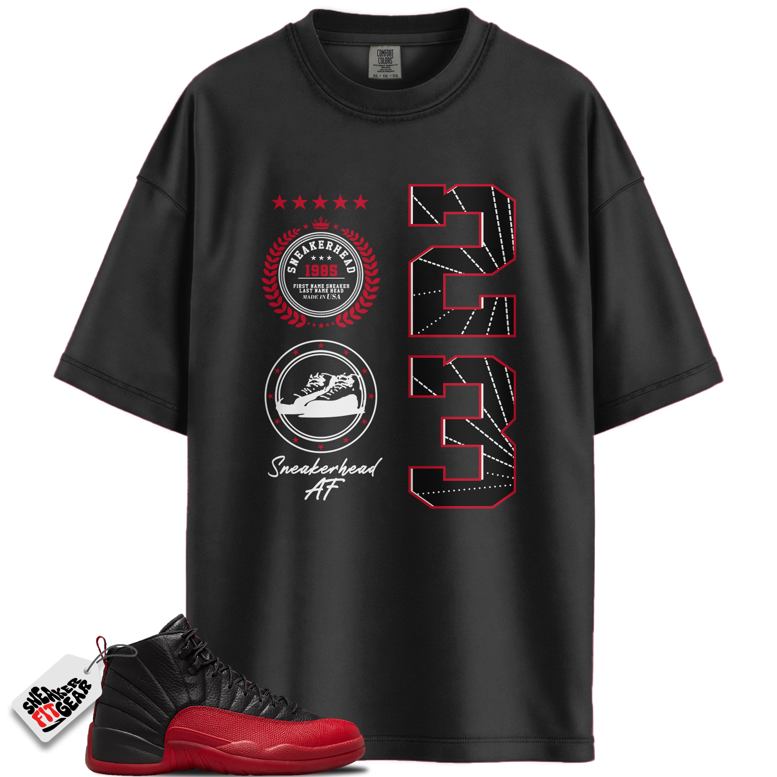 Jordan 12 Retro Flu Game Outfits Match Shirts, Sneaker Emblem T-Shirts To Match Jordan 12 Retro Flu Game Outfits Main image