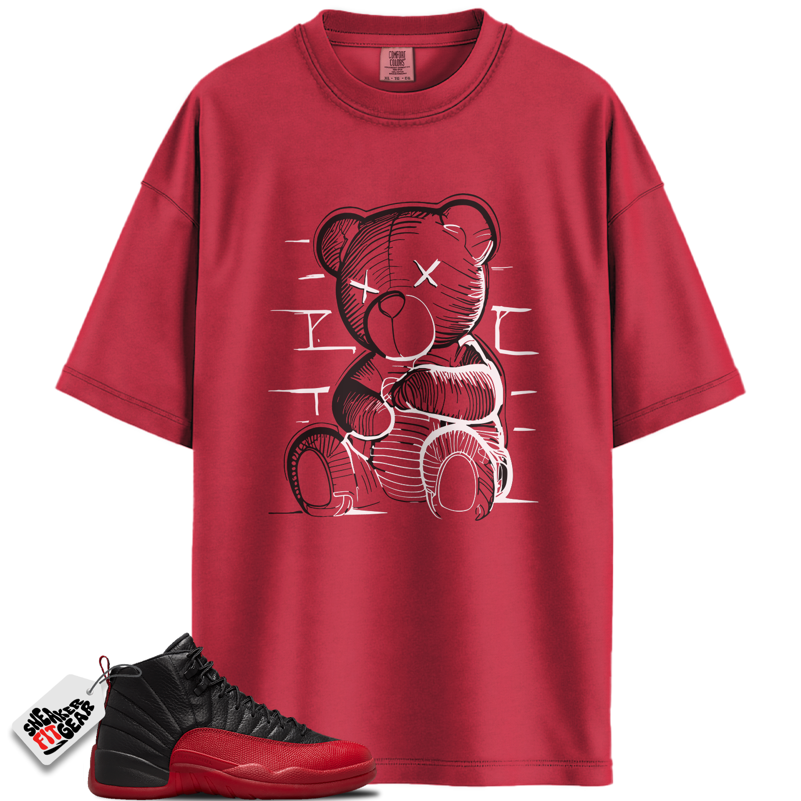 Jordan 12 Retro Flu Game Outfits Match Shirts, Neon Bear Unisex Graphic T-Shirts To Match Jordan 12 Retro Flu Game Outfits