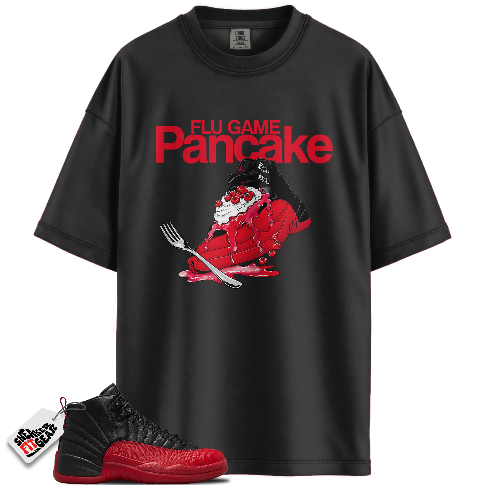 Jordan 12 Retro Flu Game Outfits Match Shirts, Flu Game Pancake Unisex Graphic T-Shirts To Match Jordan 12 Retro Flu Game Outfits Main image