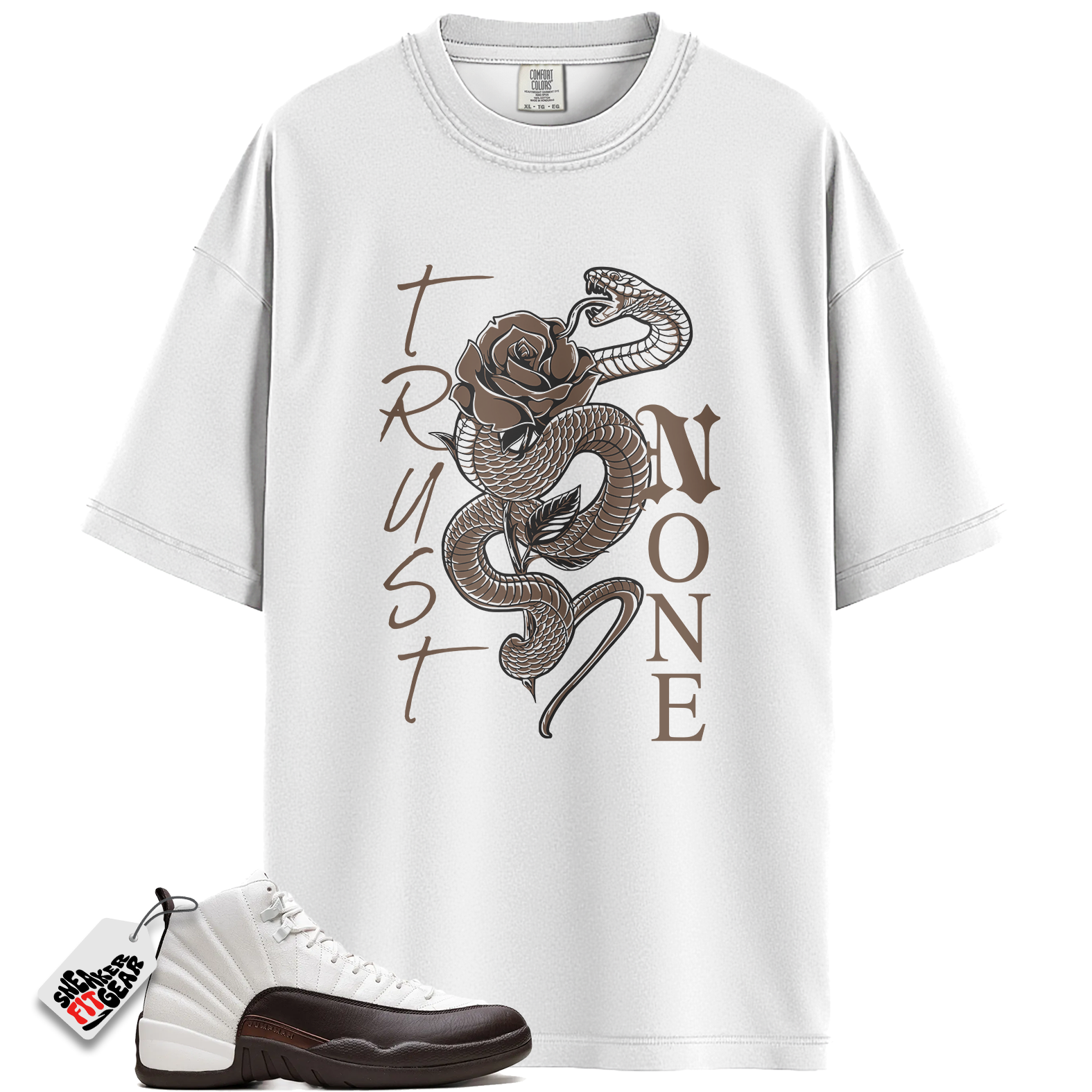 Jordan 12 Retro SP SoleFly Cafecito Match Shirts, Trust None Graphic Tee To Match Jordan 12 Retro SP SoleFly Cafecito