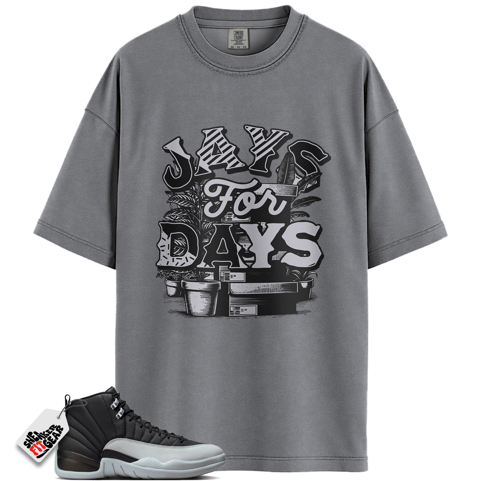Jordan 12 Barons Wolf Grey Match Shirts, Stacked Shirt To Match Jordan 12 Barons Wolf Grey Main image
