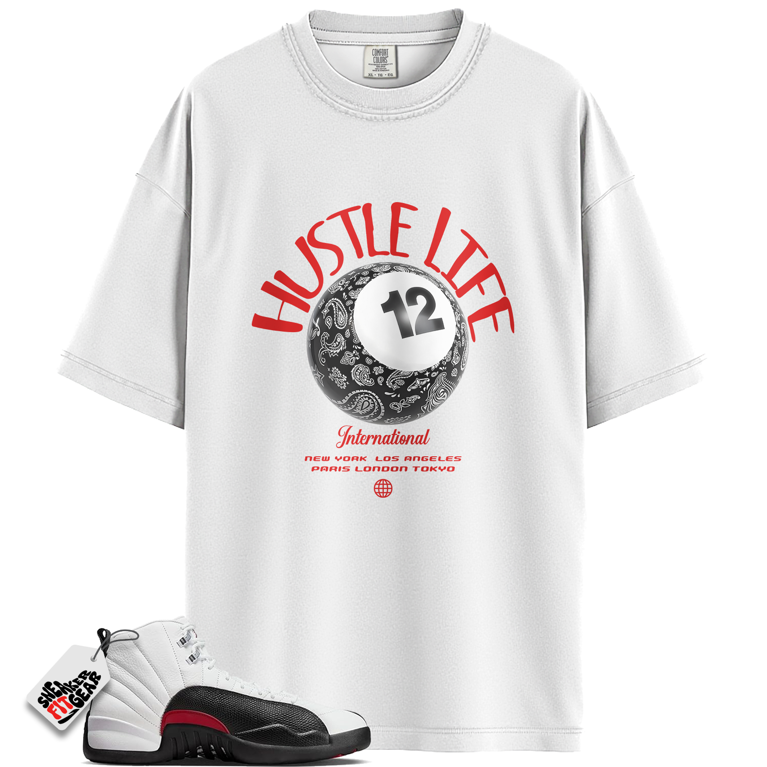 Jordan 12 Red Taxi Match Shirts, Hustle Life Unisex Shirts To Match Jordan 12 Red Taxi Main image