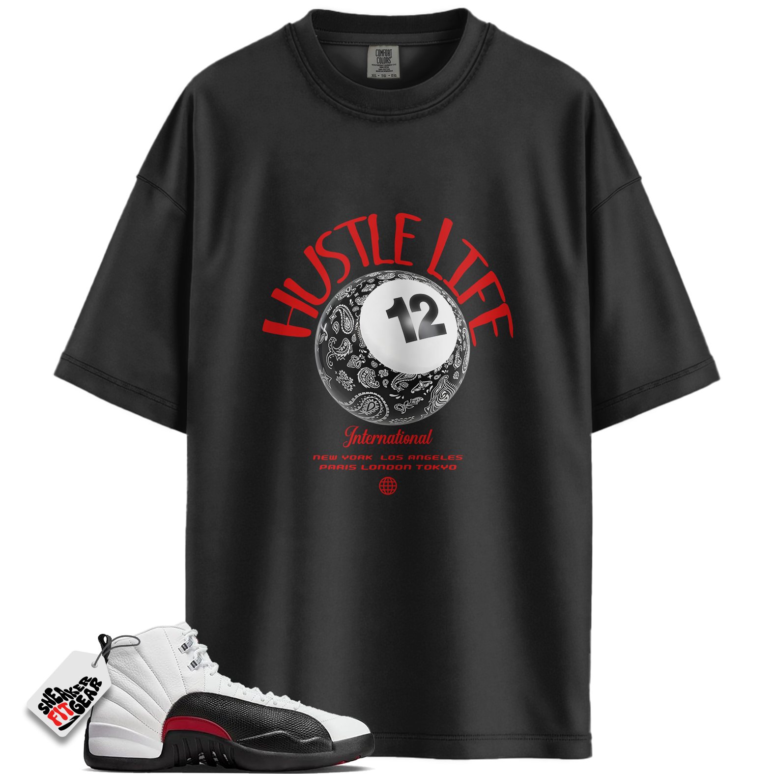 Jordan 12 Red Taxi Match Shirts, Hustle Life Unisex Shirts To Match Jordan 12 Red Taxi
