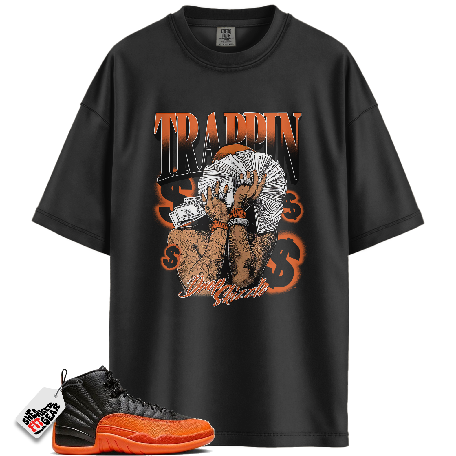Women's Jordan 12 Brilliant Orange Match Shirts, Trappin Graphic To Match Women's Jordan 12 Brilliant Orange Main image