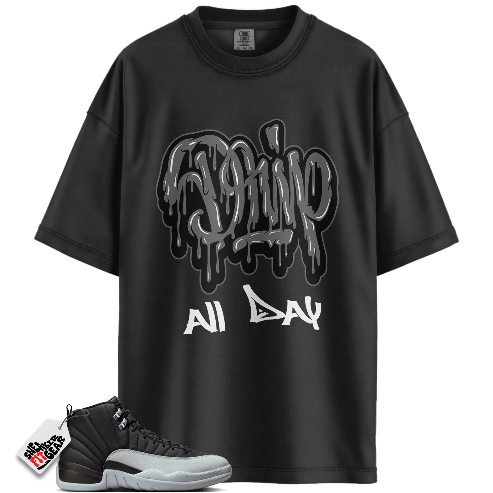 Jordan 12 Barons Wolf Grey Match Shirts, Drip All Day To Match Jordan 12 Barons Wolf Grey Main image