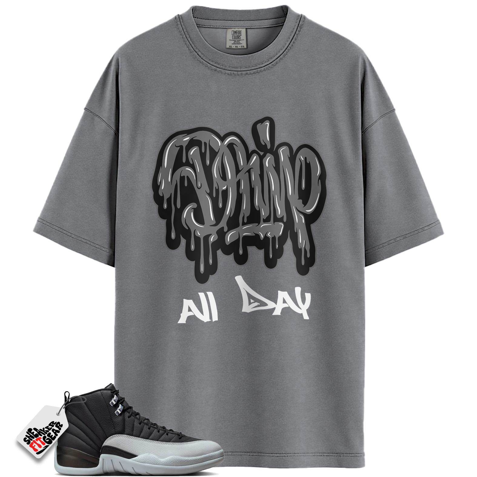 Jordan 12 Barons Wolf Grey Match Shirts, Drip All Day To Match Jordan 12 Barons Wolf Grey