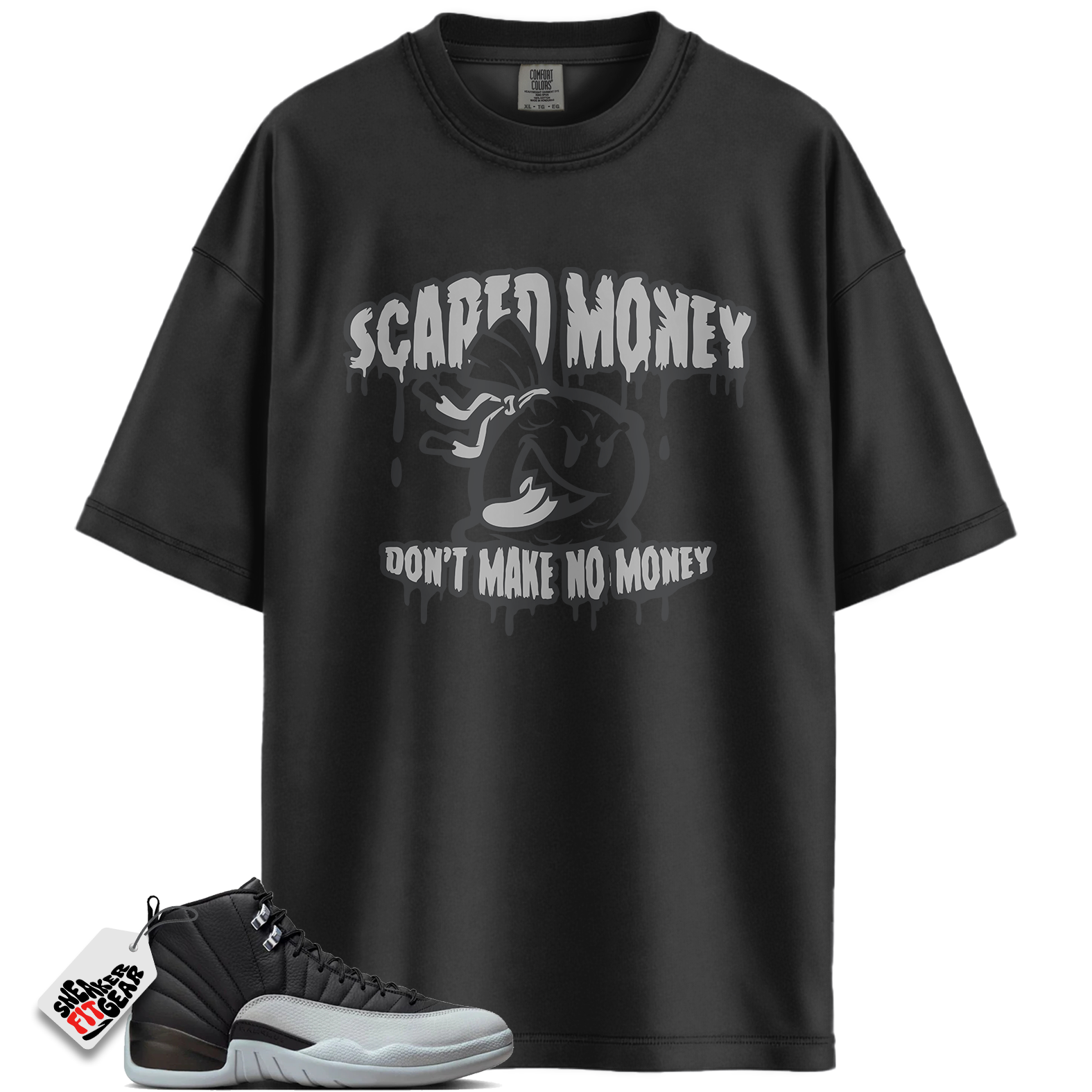 Jordan 12 Barons Wolf Grey Match Shirts, Scared Money To Match Jordan 12 Barons Wolf Grey