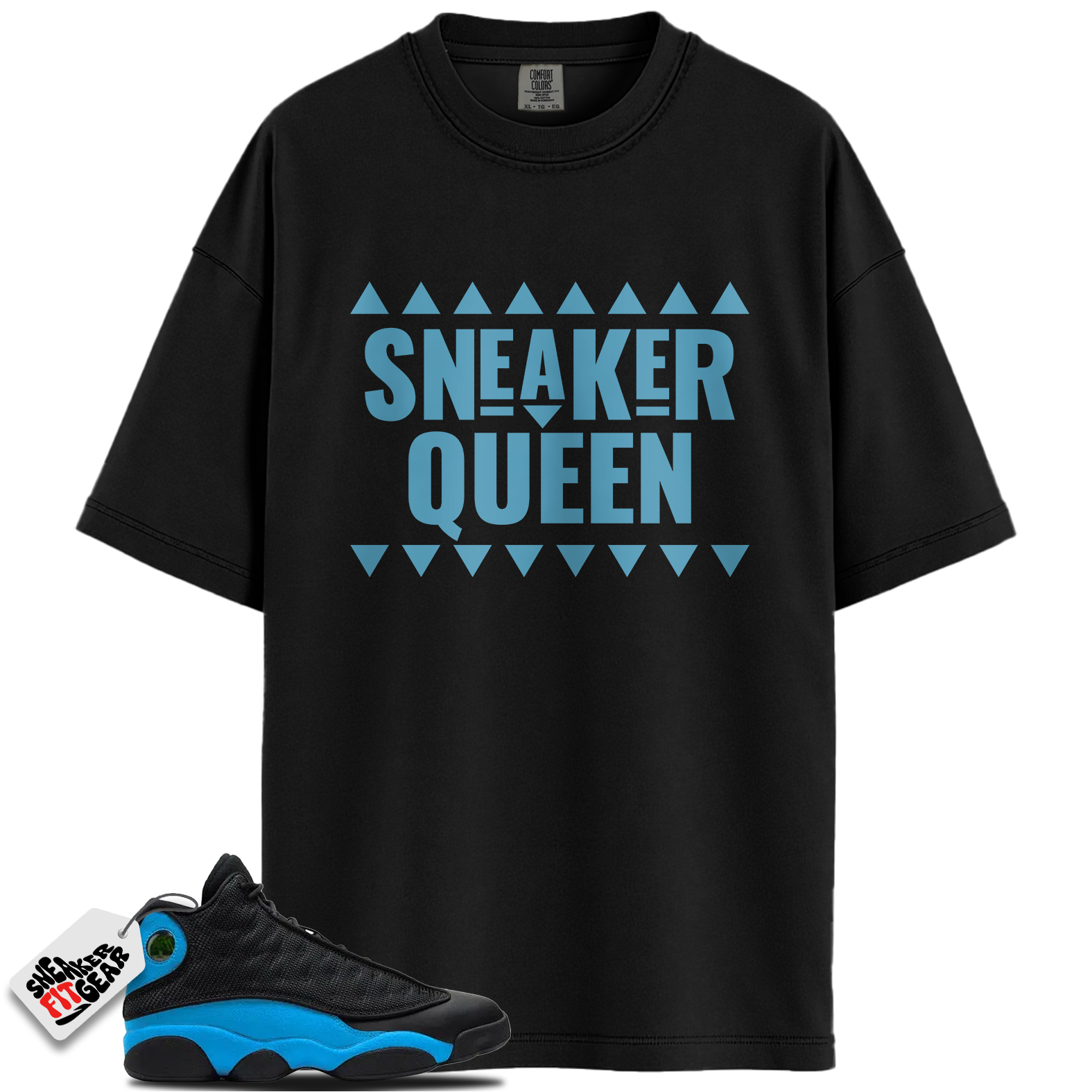 Jordan 13 Black University Blue Match Shirts, Sneaker Queen To Match Jordan 13 Black University Blue