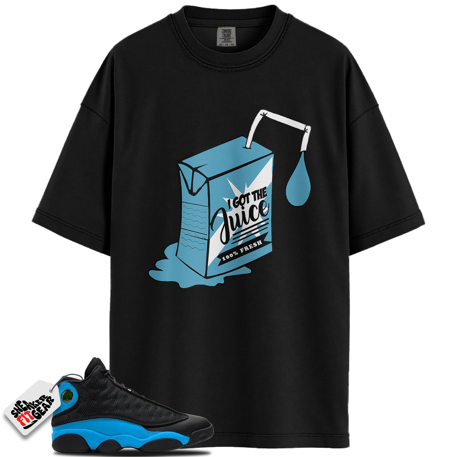 Jordan 13 Black University Blue Match Shirts, I Got The Juice To Match Jordan 13 Black University Blue
