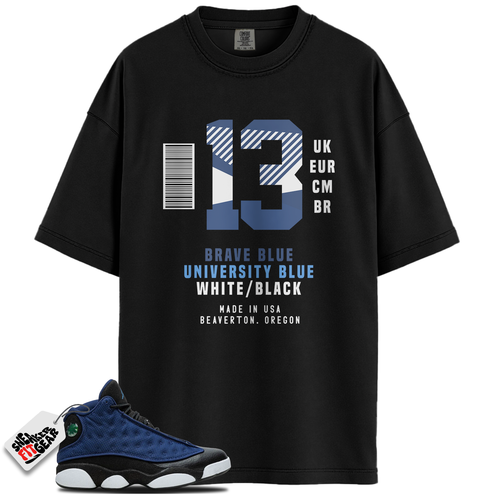 Jordan 13 Brave Blue Match Shirts, Box Label Shirt To Match Jordan 13 Brave Blue
