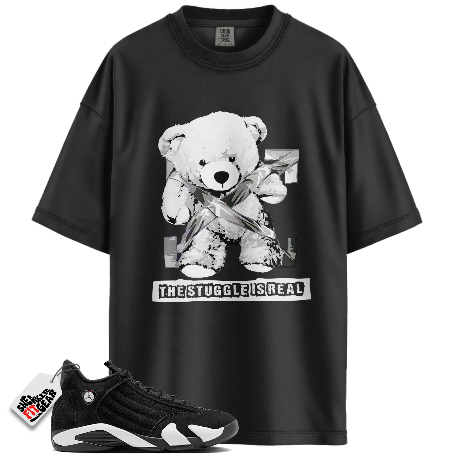 Jordan 14 Retro Black White Match Shirts, STRUG To Match Jordan 14 Retro Black White