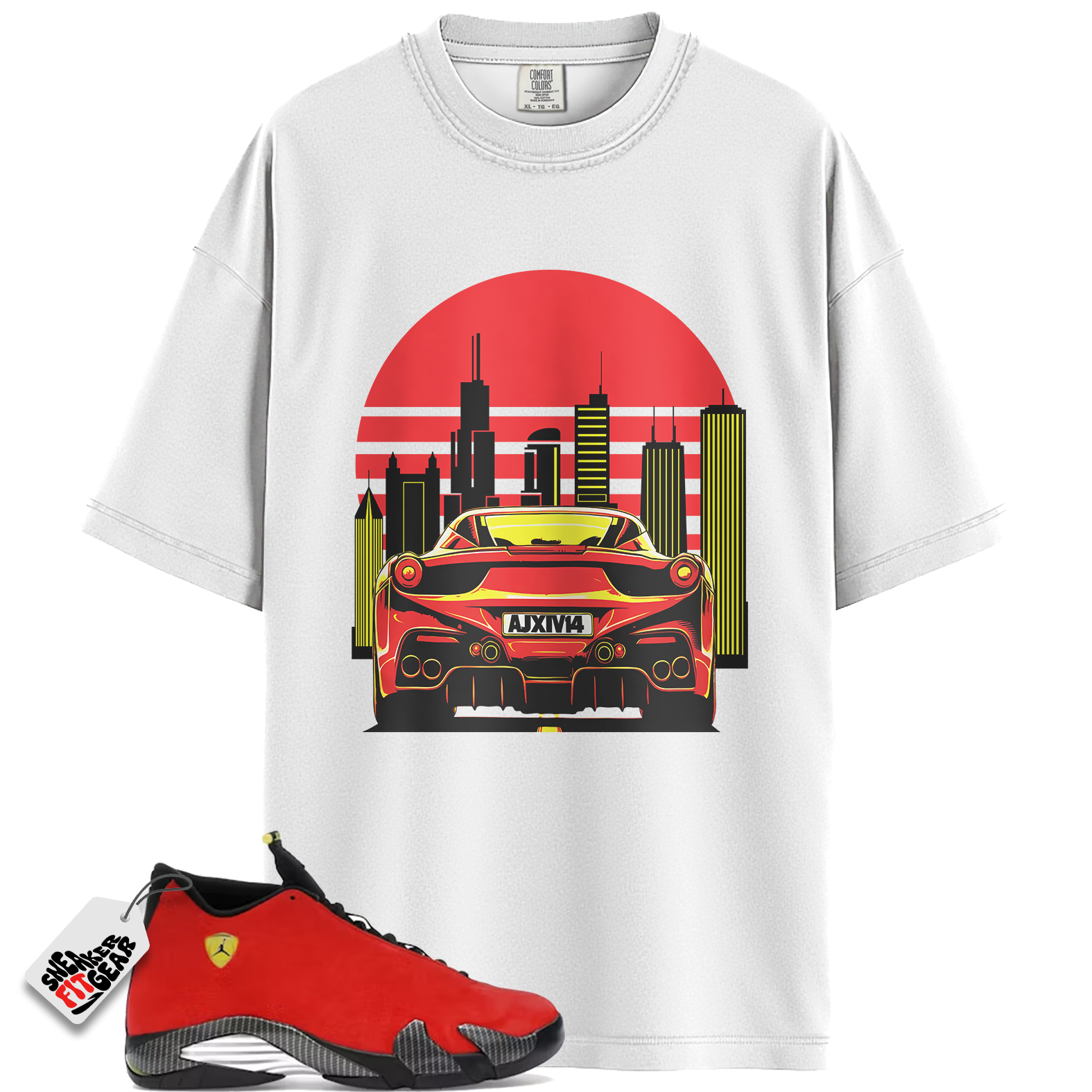 Jordan 14 Retro Ferrari (2025) Match Shirts, Sunset 14 Sneaker Shirt To Match Jordan 14 Retro Ferrari (2025) Main image