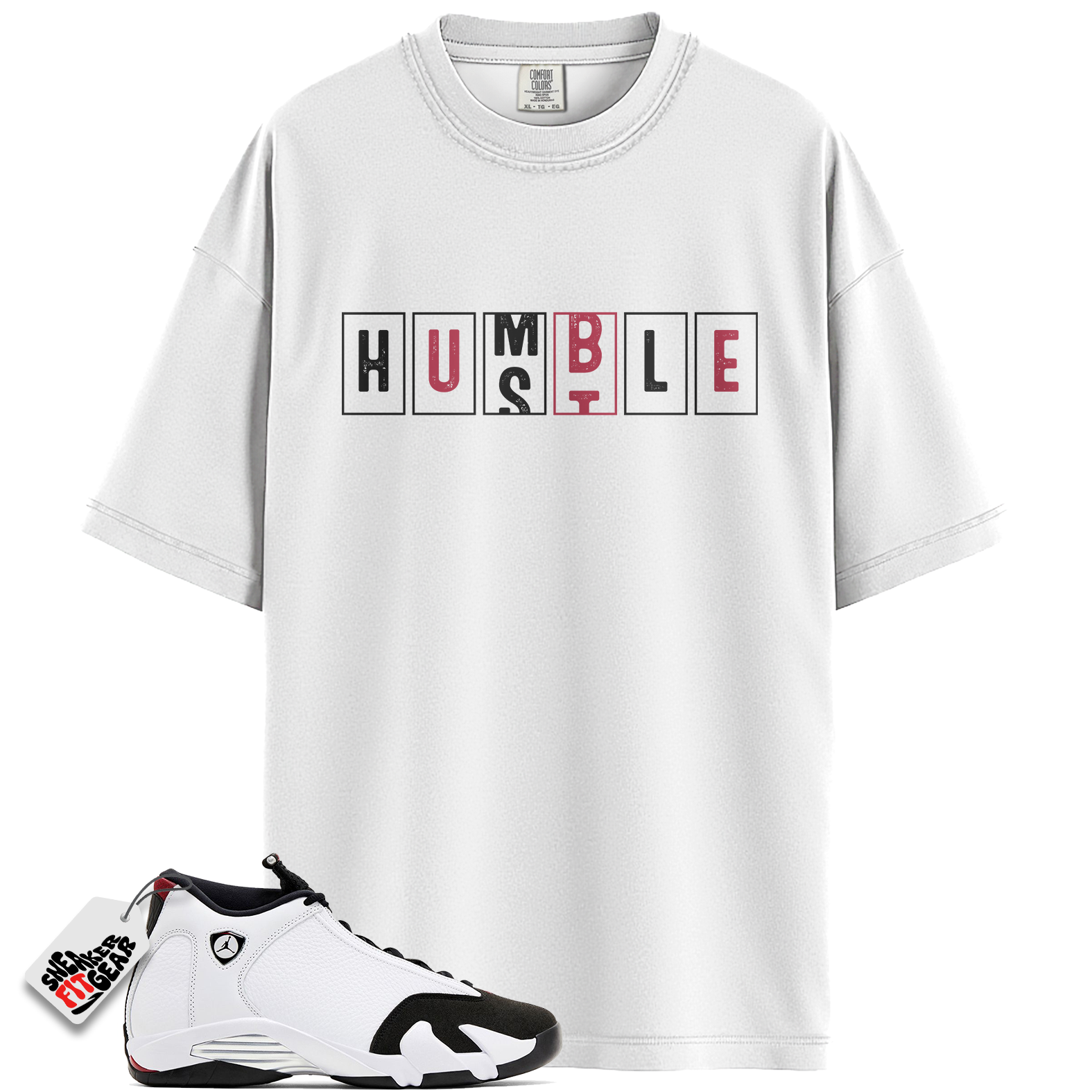 Jordan 14 Retro Black Toe Match Shirts, Hustle Humble T-Shirt To Match Jordan 14 Retro Black Toe Main image
