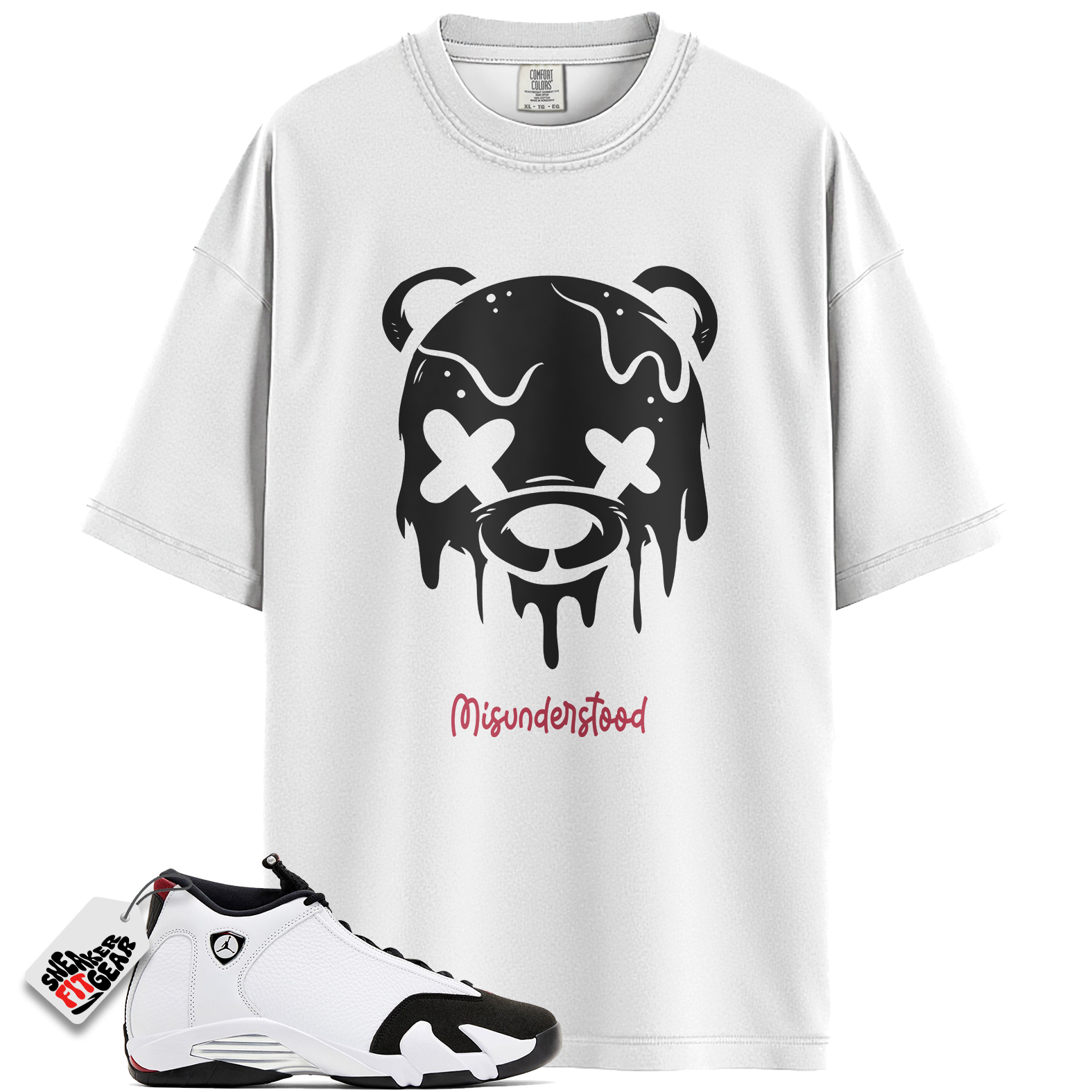 Jordan 14 Retro Black Toe Match Shirts, Drippy Bear Graphic To Match Jordan 14 Retro Black Toe