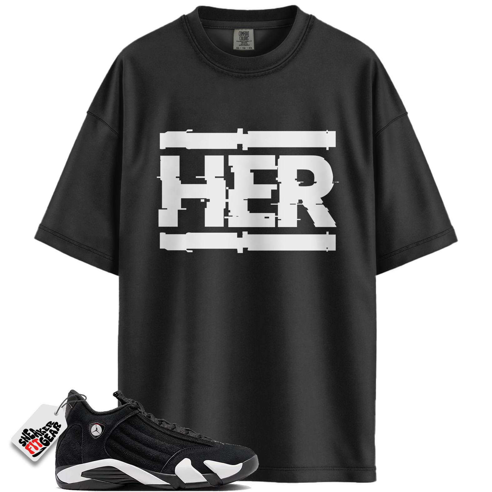 Jordan 14 Retro Black White Match Shirts, HER To Match Jordan 14 Retro Black White