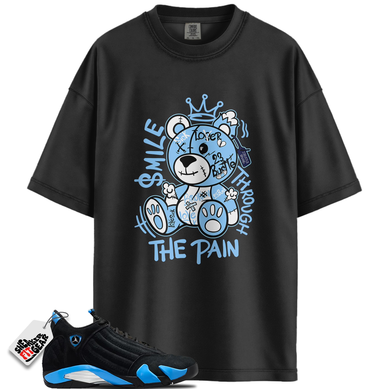 Jordan 14 Black University Blue Match Shirts, Smile Shirt To Match  Jordan 14 Black University Blue