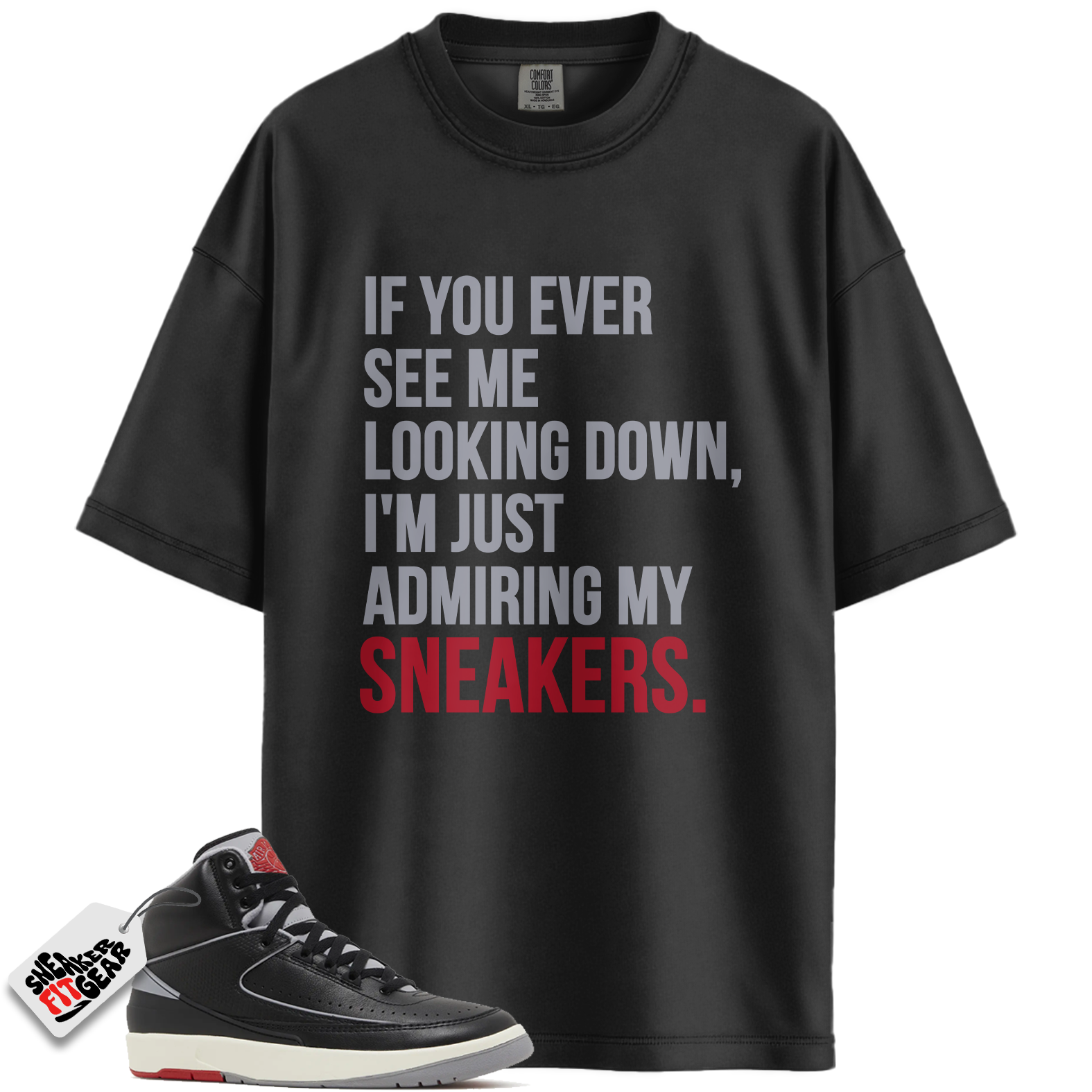 Jordan 2 Retro Black Cement Match Shirts, Admiring My Sneakers Shirt To Match Jordan 2 Retro Black Cement Main image