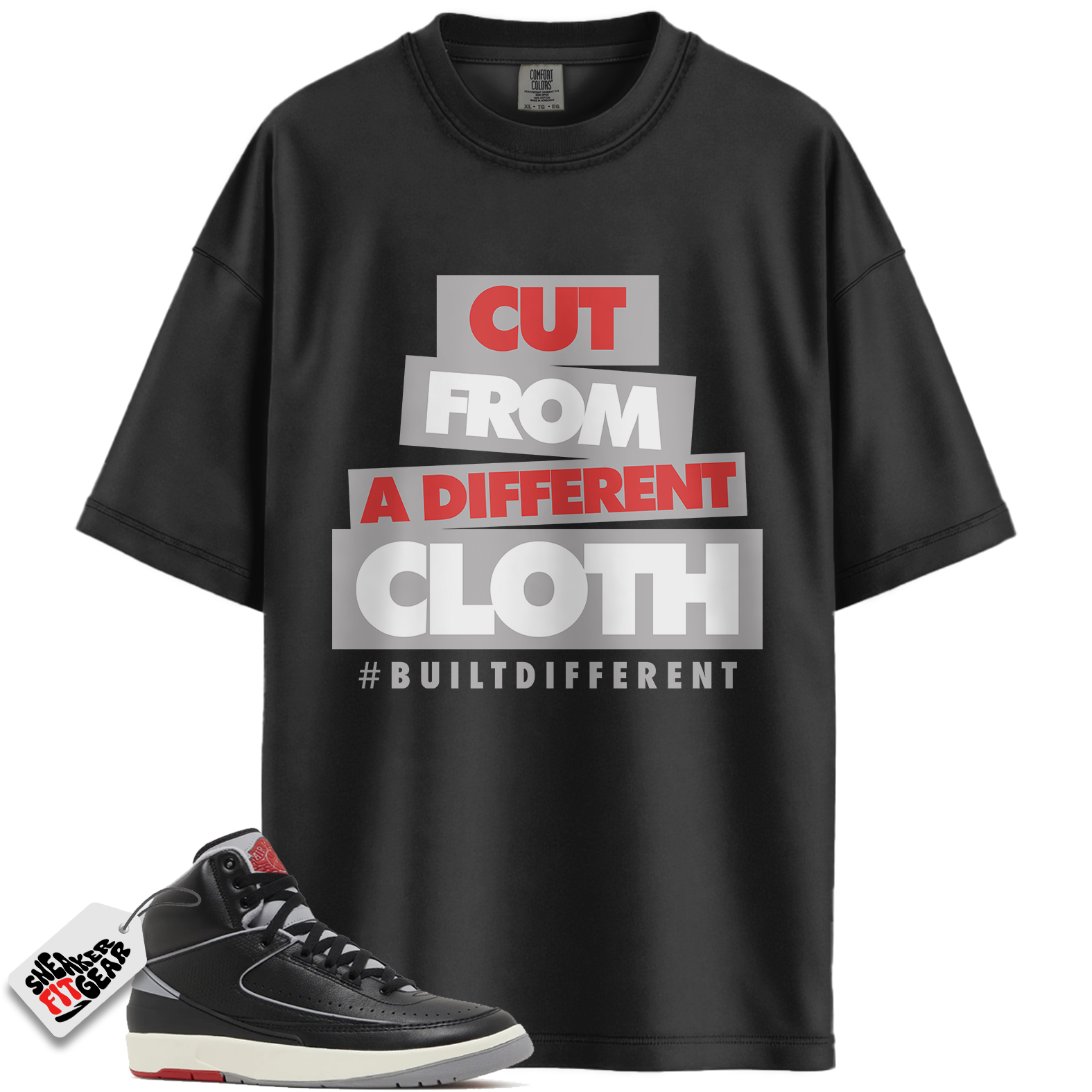 Jordan 2 Retro Black Cement Match Shirts, Cut From A Different Cloth To Match Jordan 2 Retro Black Cement