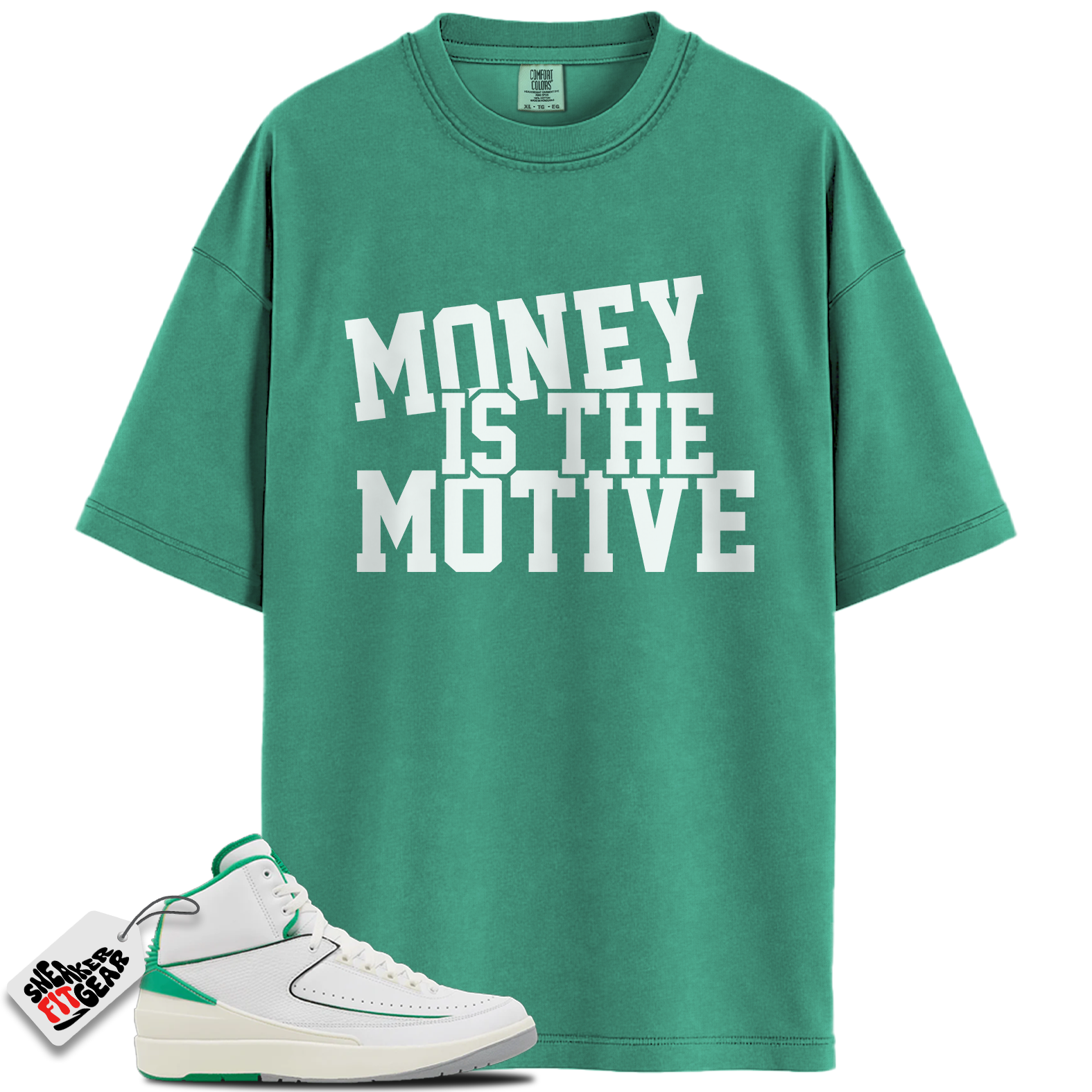 Jordan 2 Lucky Green Match Shirts, MONEY IS THE MOTIVE To Match Jordan 2 Lucky Green Main image