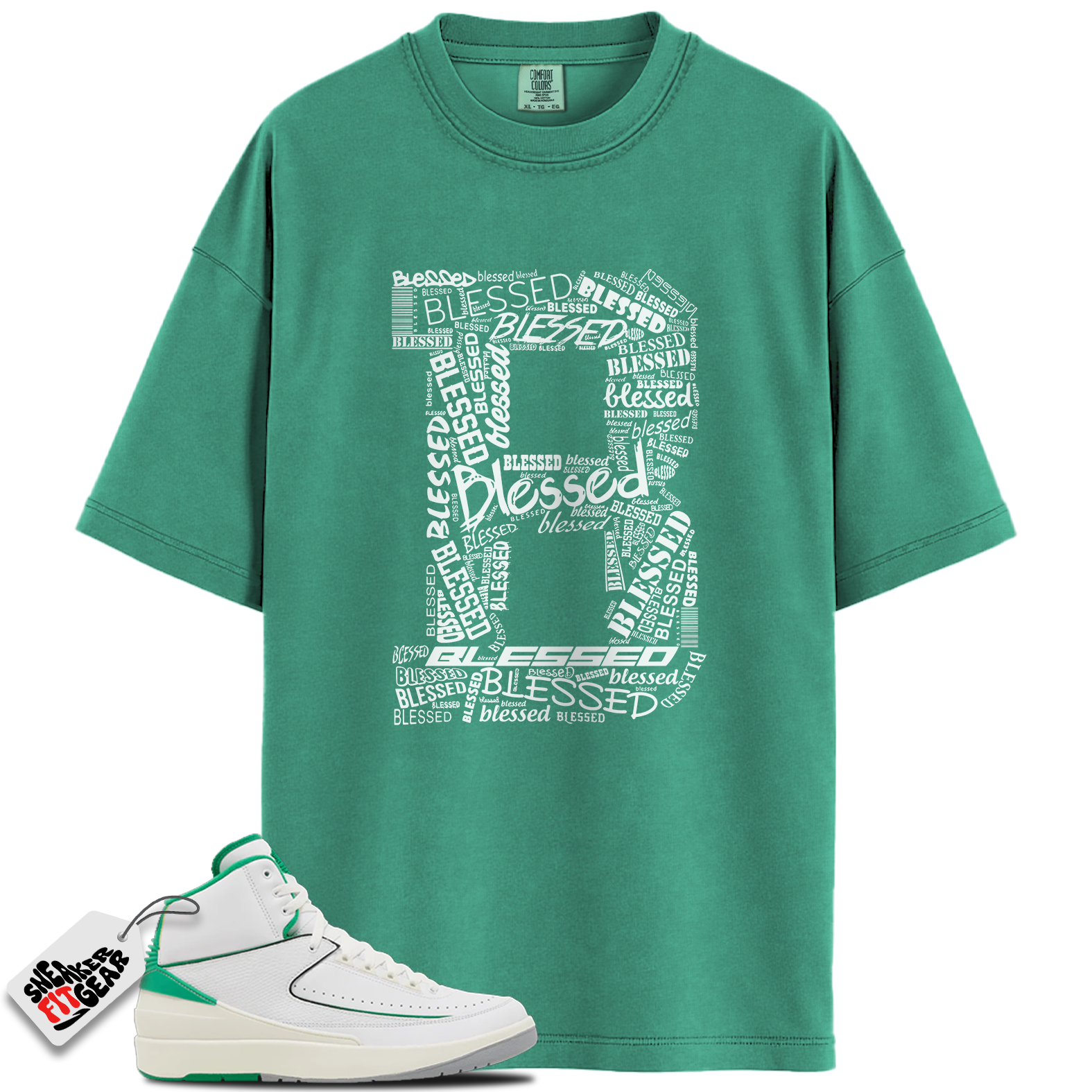 Jordan 2 Lucky Green Match Shirts, BLESSED B Shirt To Match Jordan 2 Lucky Green