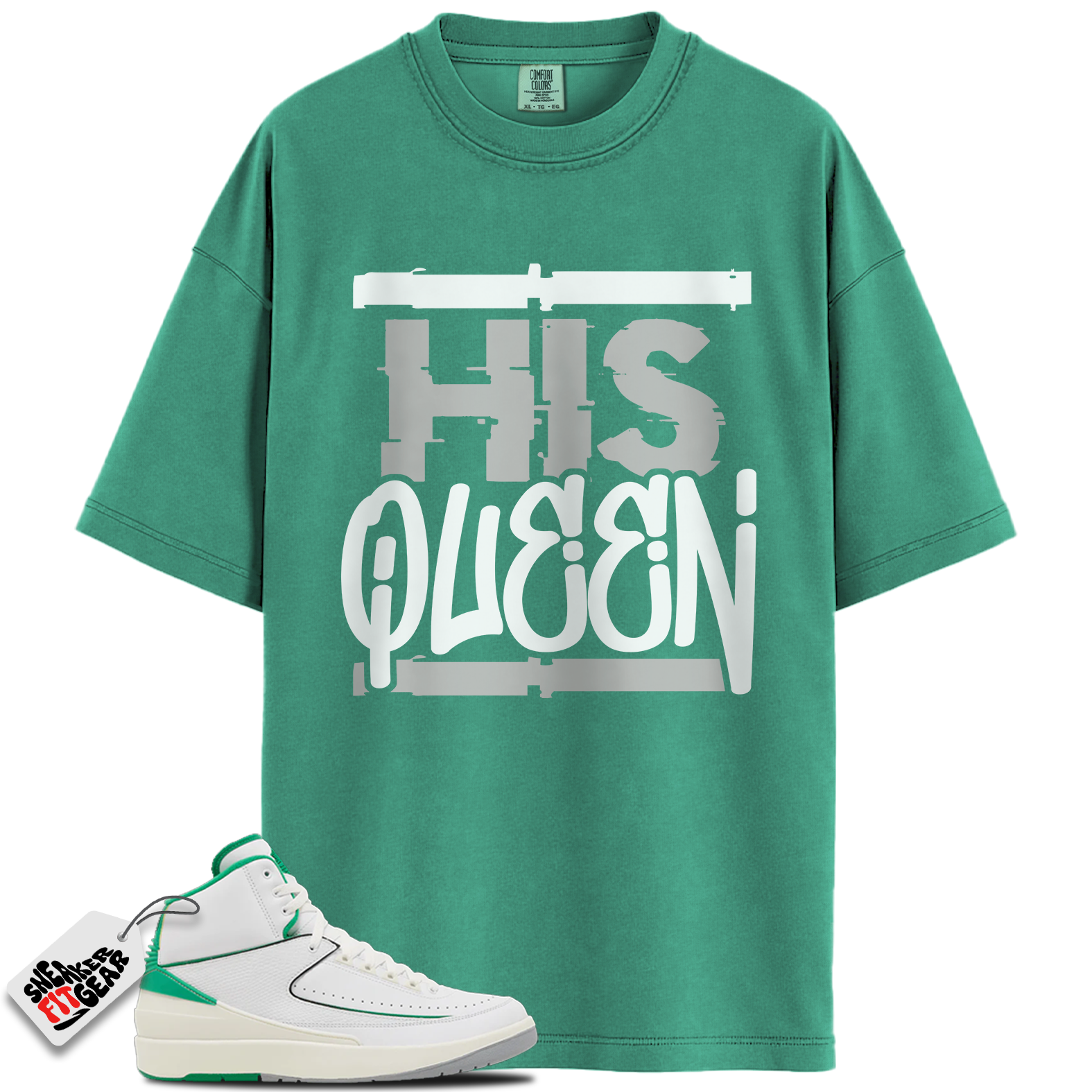 Jordan 2 Lucky Green Match Shirts, HIS QUEEN Shirt To Match Jordan 2 Lucky Green
