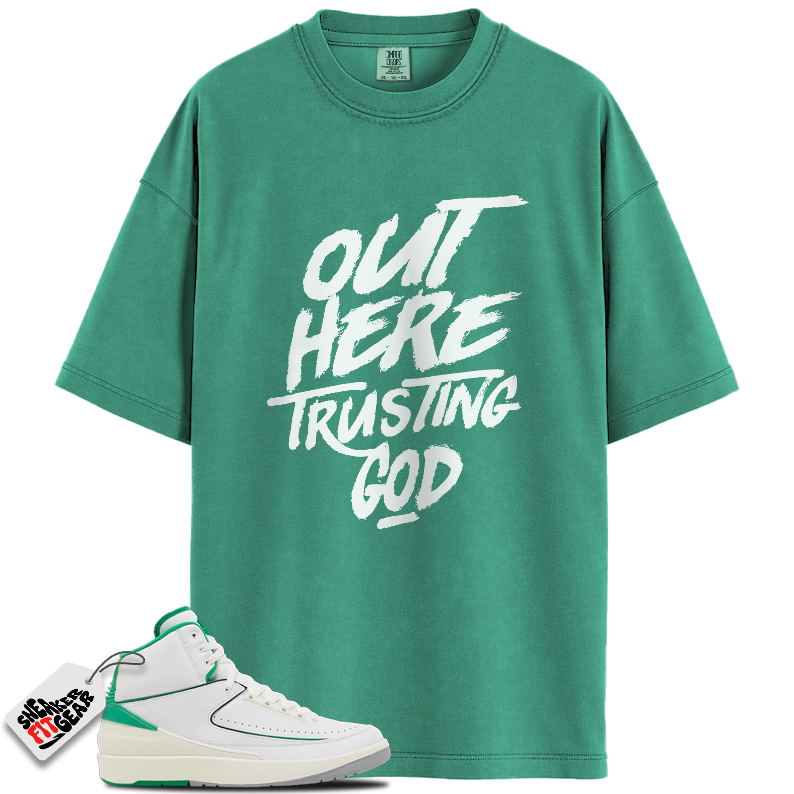 Jordan 2 Lucky Green Match Shirts, Out Here Trusting God Shirt To Match Jordan 2 Lucky Green