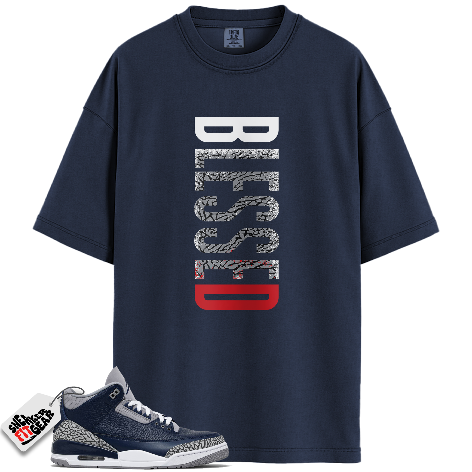 Jordan 3 Georgetown Midnight Navy Match Shirts, VERTBLS To Match Jordan 3 Georgetown Midnight Navy