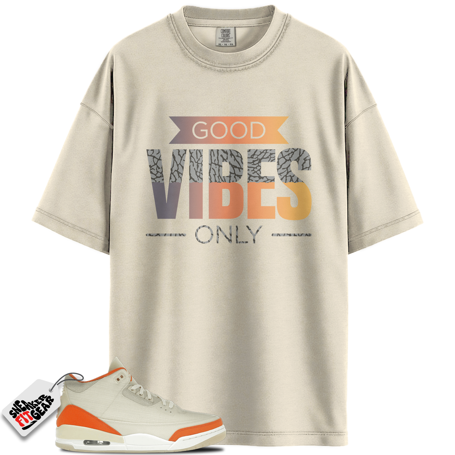 Women's Jordan 3 Retro TEX Starfish Match Shirts, GOOD VIBES AJ  To Match Women's Jordan 3 Retro TEX Starfish