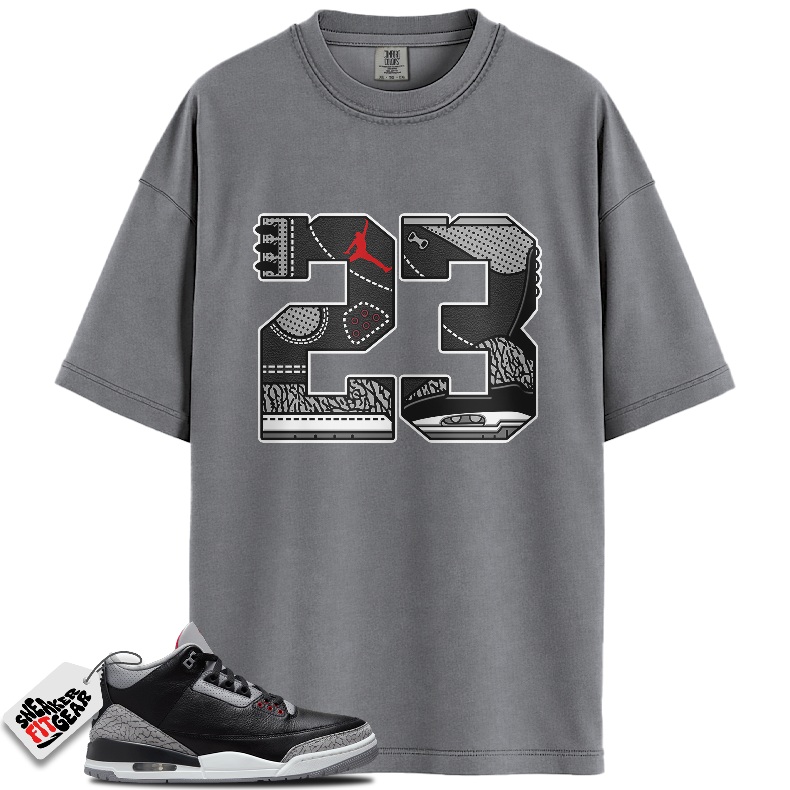 Jordan 3 Retro OG Black Cement Match Shirts, 23 Unisex Graphic T-Shirts To Match Jordan 3 Retro OG Black Cement