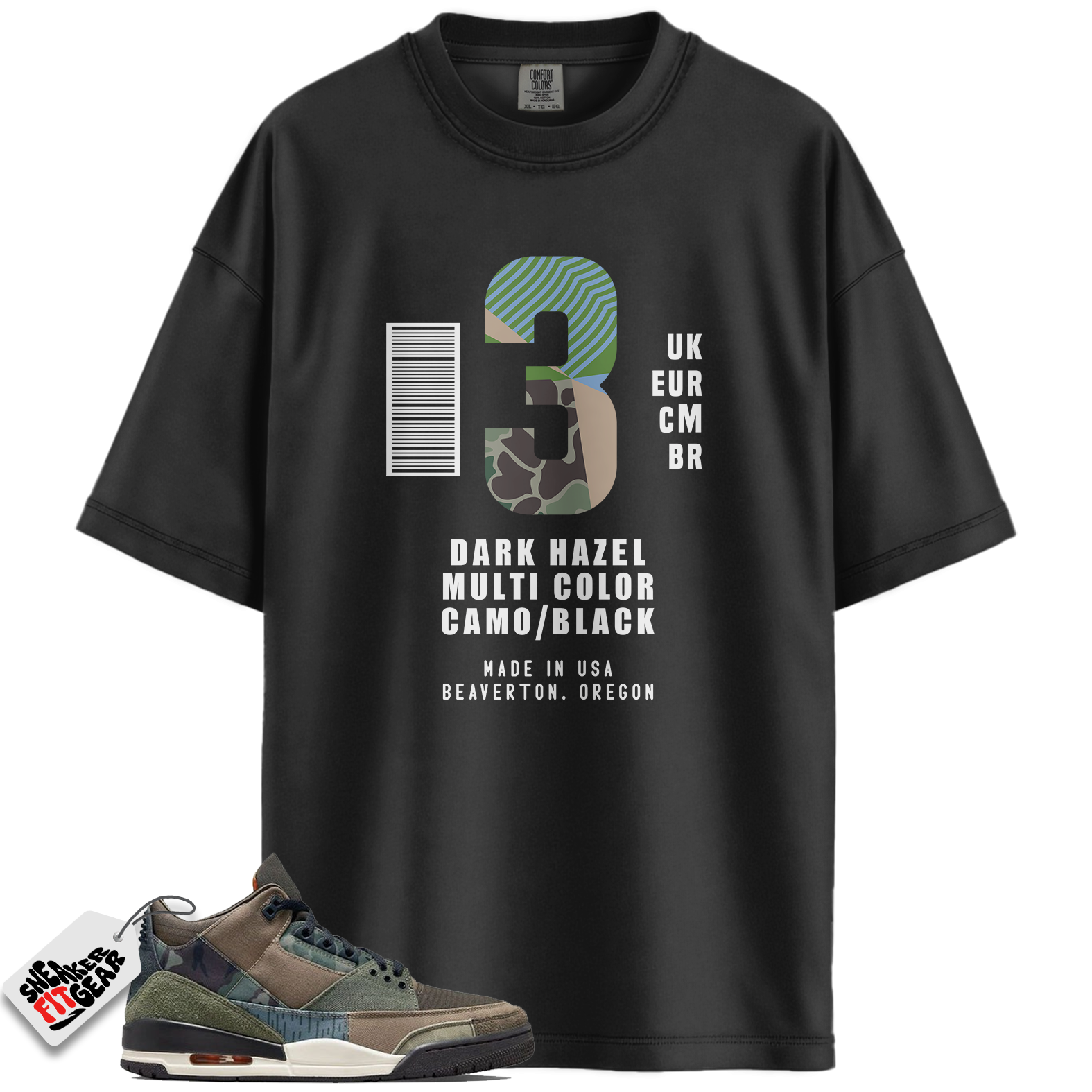 Jordan 3 Retro Patchwork Camo Match Shirts, Box Label Patchwork Shirt To Match Jordan 3 Retro Patchwork Camo Main image