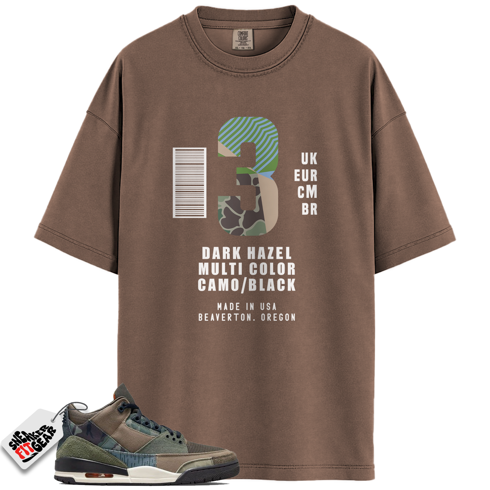 Jordan 3 Retro Patchwork Camo Match Shirts, Box Label Patchwork Shirt To Match Jordan 3 Retro Patchwork Camo