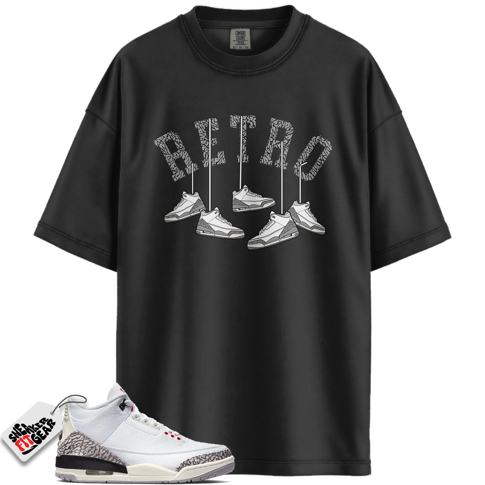 Jordan 3 Retro Cement Grey Match Shirts, Hanging Casual Unisex Cotton Sneaker T-Shirt To Match Jordan 3 Retro Cement Grey