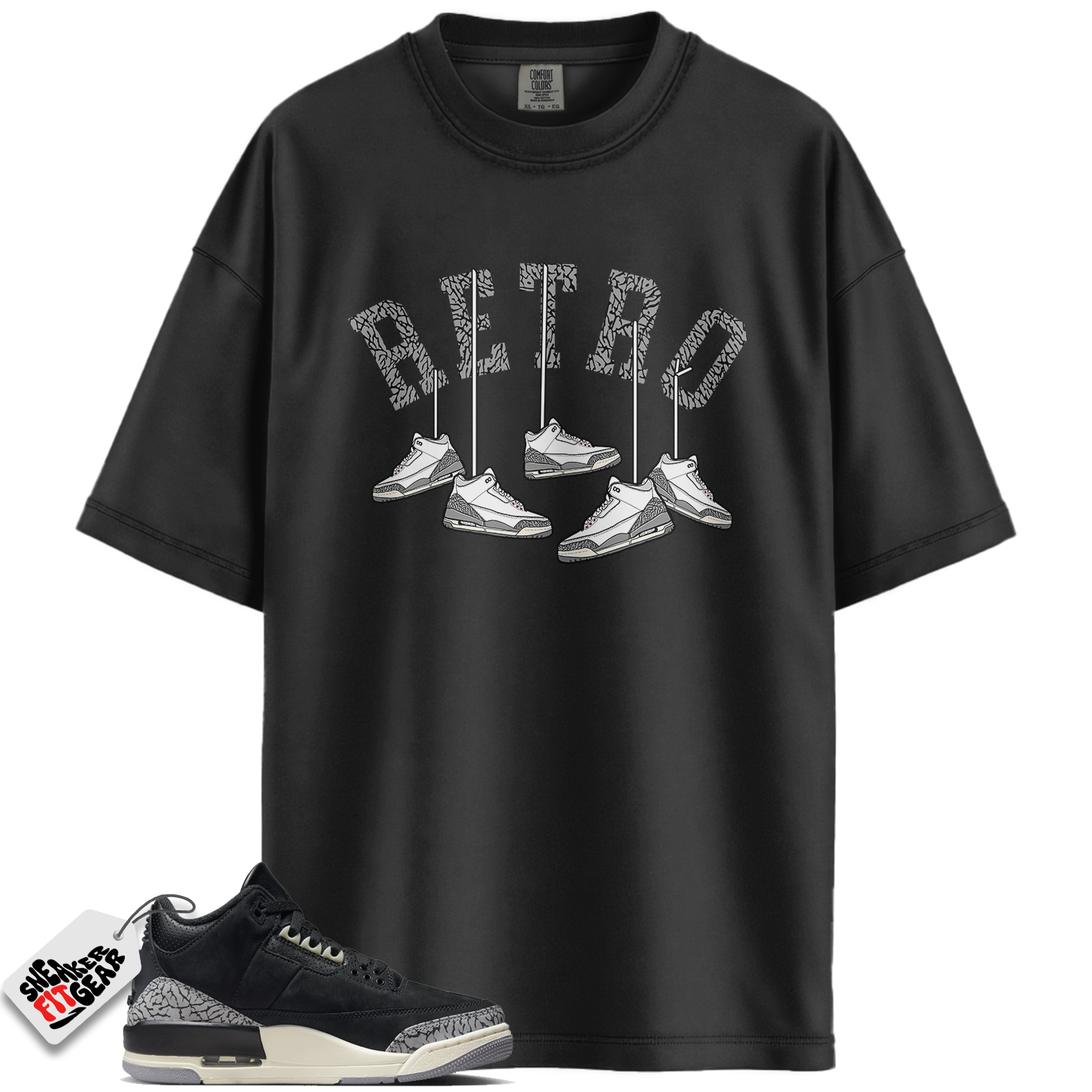 Women's Jordan 3 Retro Off Noir Match Shirts, Hanging Casual Unisex Cotton Sneaker T-Shirt To Match Women's Jordan 3 Retro Off Noir