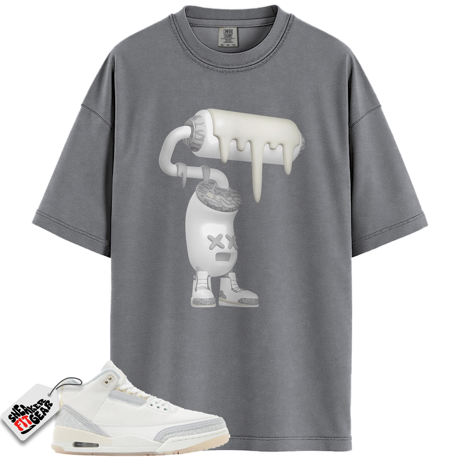Jordan 3 Retro Craft Ivory Match Shirts, 3D Paint Roller Sneaker T-Shirt To Match Jordan 3 Retro Craft Ivory