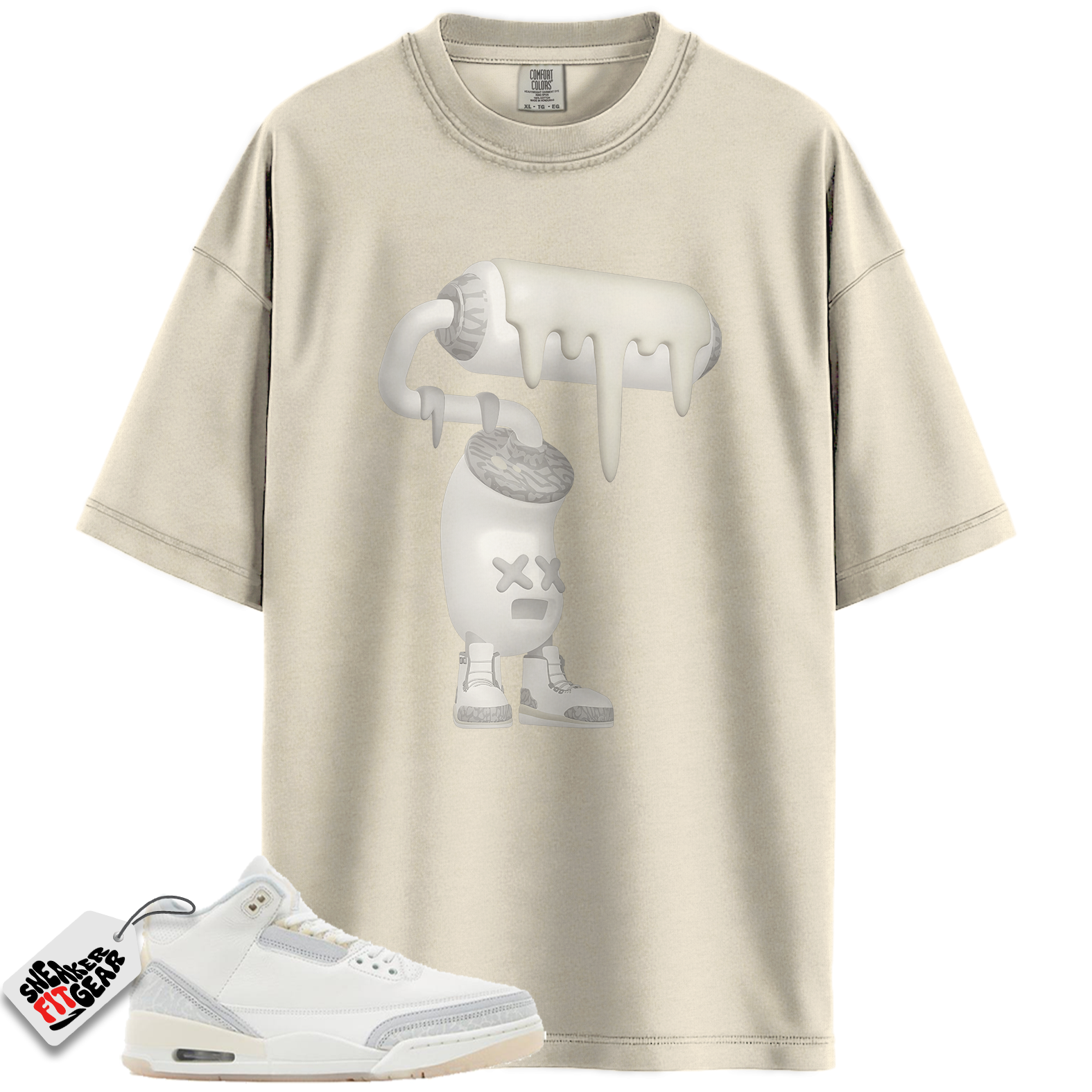 Jordan 3 Retro Craft Ivory Match Shirts, 3D Paint Roller Sneaker T-Shirt To Match Jordan 3 Retro Craft Ivory