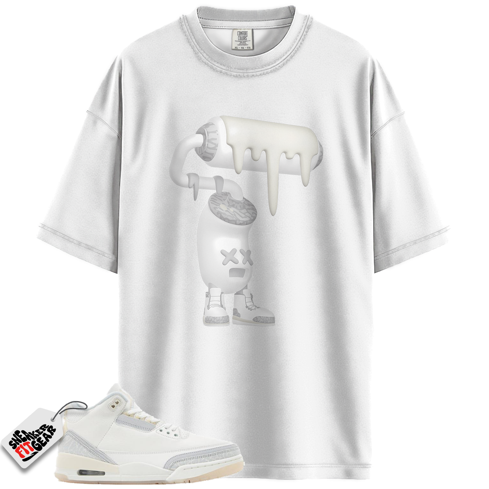 Jordan 3 Retro Craft Ivory Match Shirts, 3D Paint Roller Sneaker T-Shirt To Match Jordan 3 Retro Craft Ivory