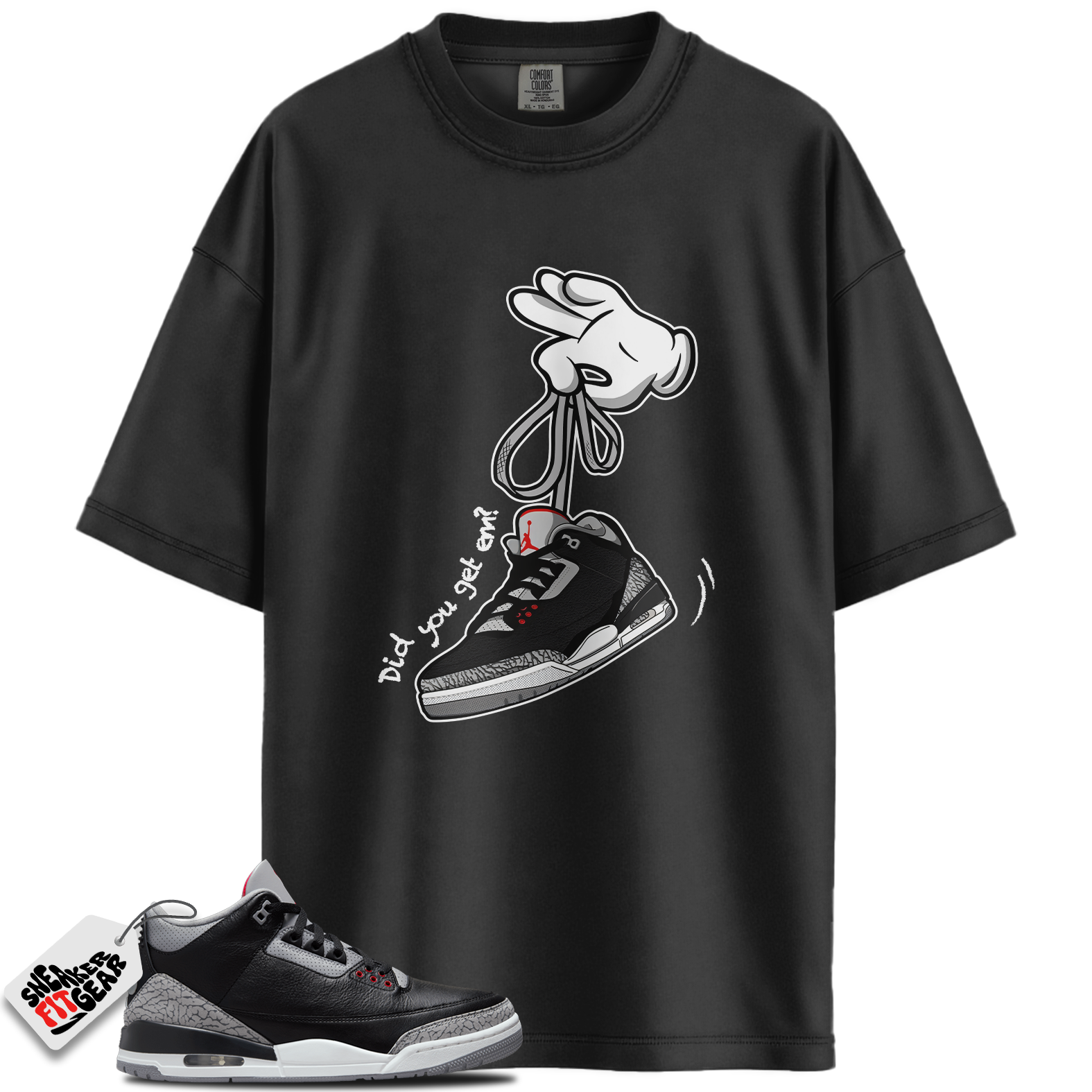Jordan 3 Retro OG Black Cement Match Shirts, Cartoon Hands Unisex Graphic T-Shirts To Match Jordan 3 Retro OG Black Cement