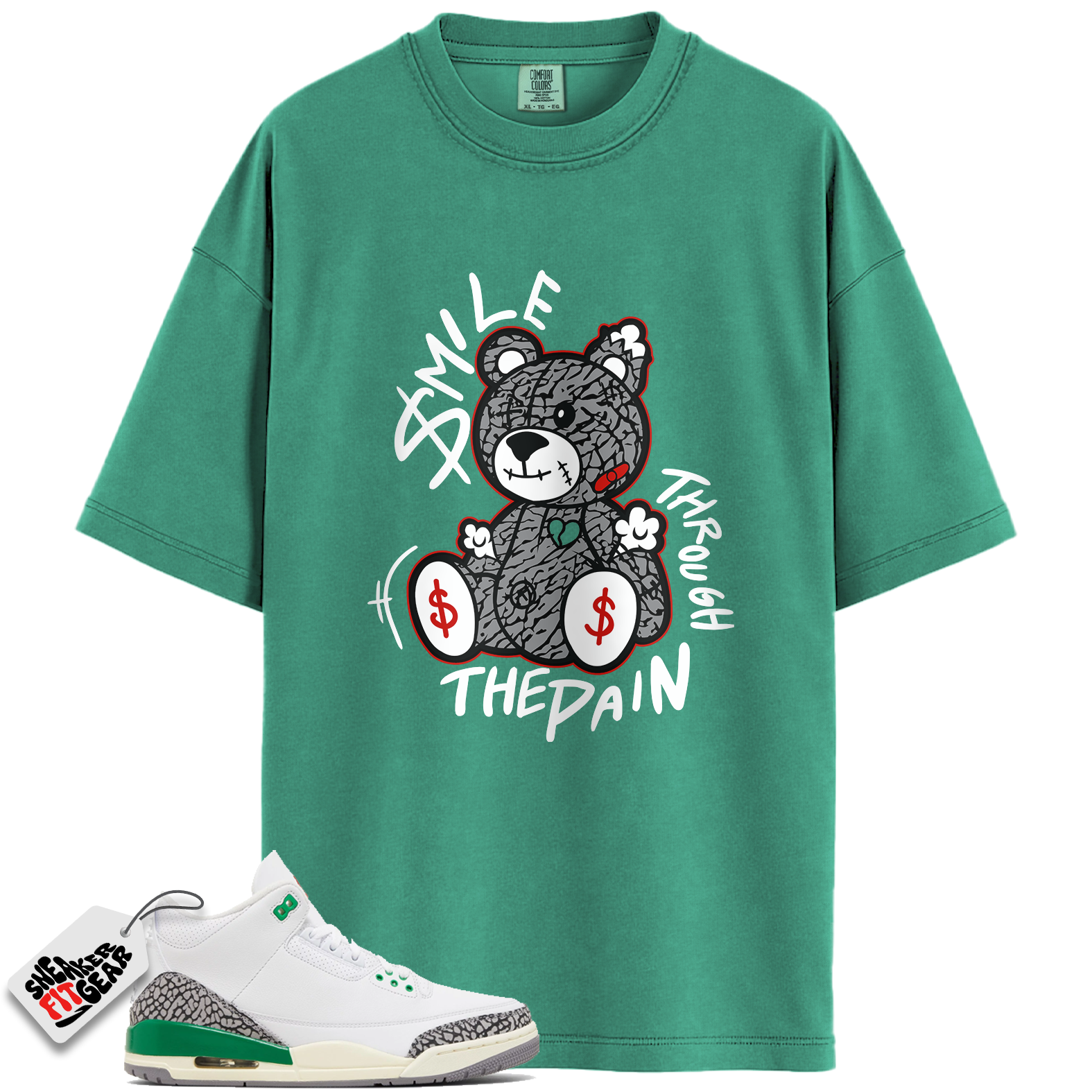 Women's Jordan 3 Retro Lucky Green Match Shirts, Smile Through The Pain To Match Women's Jordan 3 Retro Lucky Green