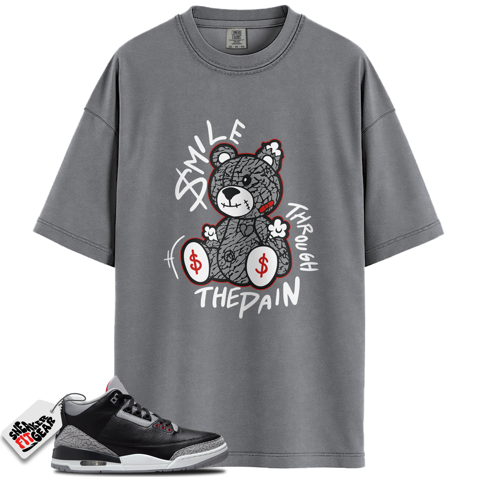 Jordan 3 Retro OG Black Cement Match Shirts, Smile Through The Pain To Match Jordan 3 Retro OG Black Cement