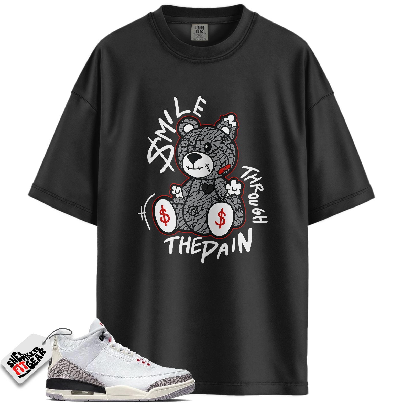 Jordan 3 Retro Cement Grey Match Shirts, Smile Through The Pain To Match Jordan 3 Retro Cement Grey Main image