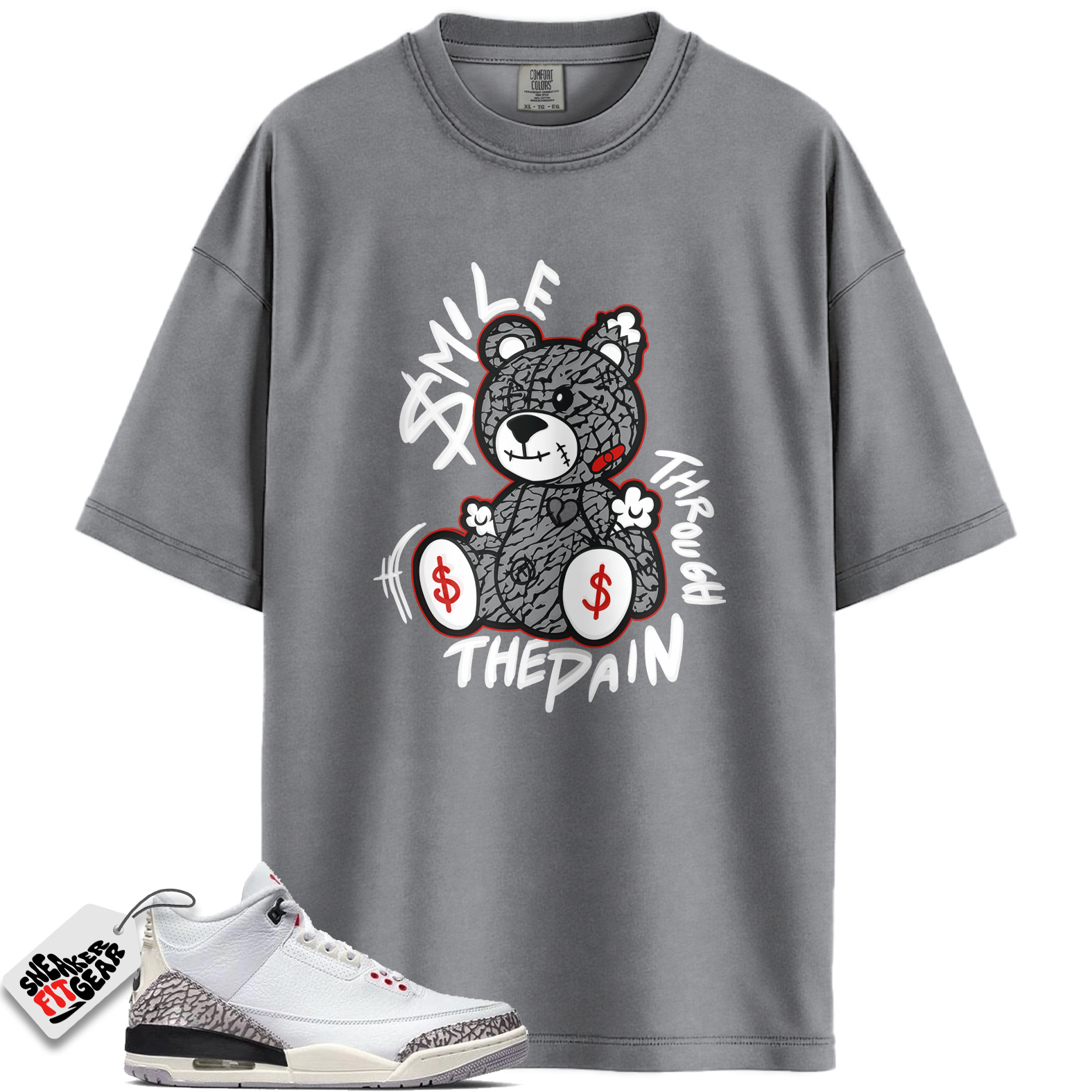 Jordan 3 Retro Cement Grey Match Shirts, Smile Through The Pain To Match Jordan 3 Retro Cement Grey