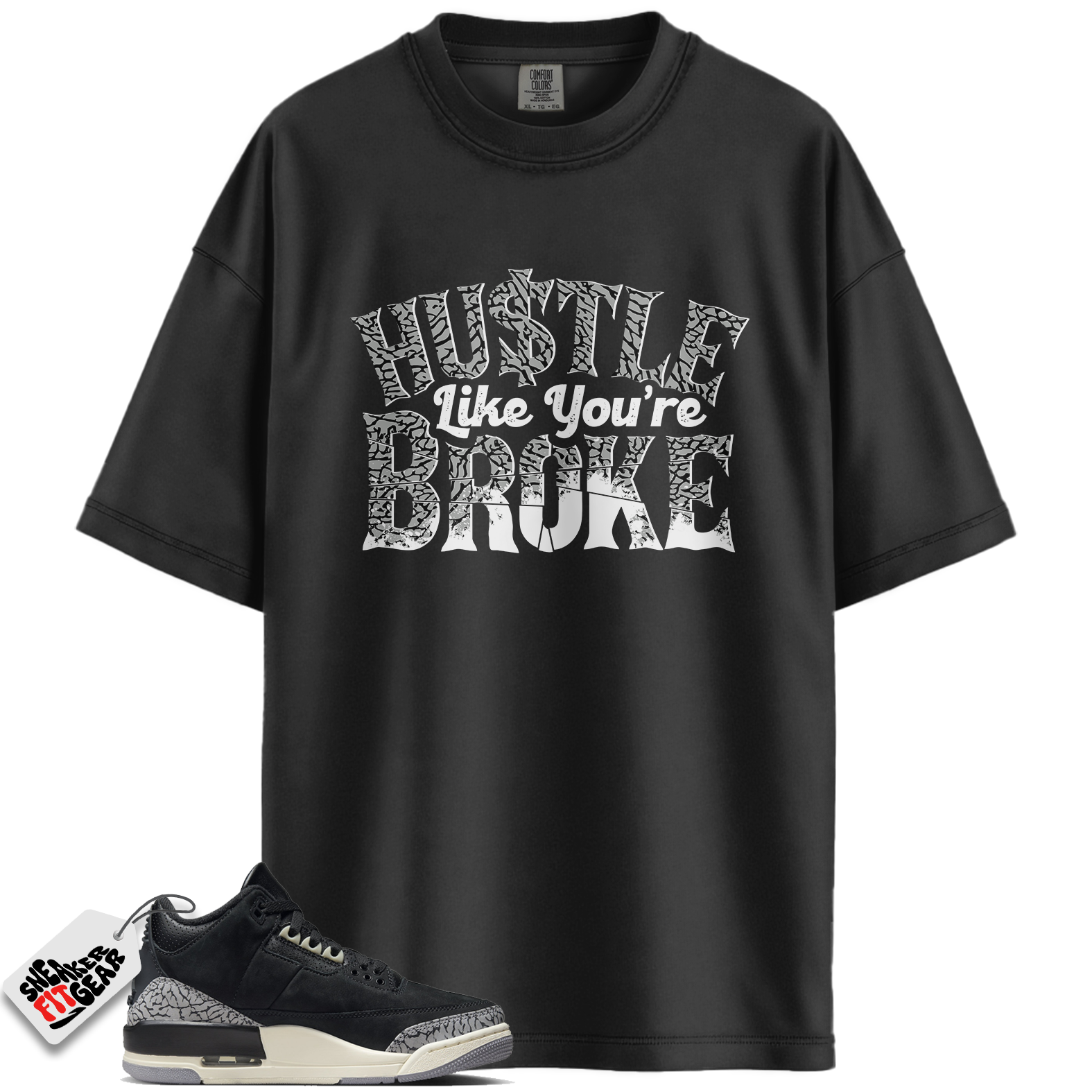 Women's Jordan 3 Retro Off Noir Match Shirts, BROKE T-Shirt To Match Women's Jordan 3 Retro Off Noir