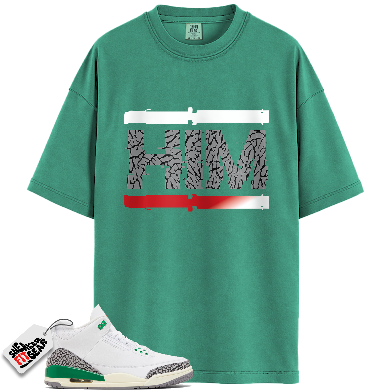 Women's Jordan 3 Retro Lucky Green Match Shirts, HIM To Match Women's Jordan 3 Retro Lucky Green