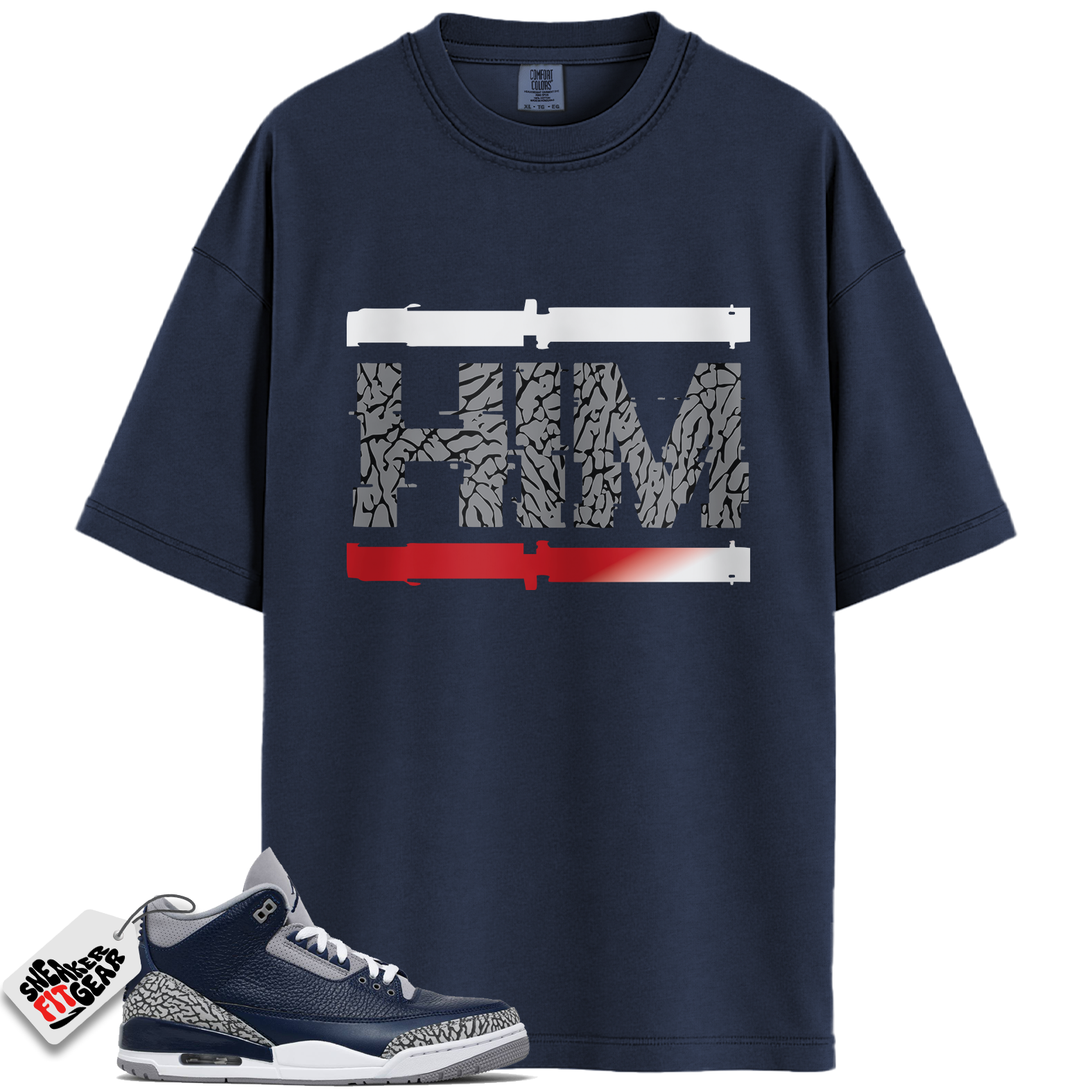 Jordan 3 Georgetown Midnight Navy Match Shirts, HIM To Match Jordan 3 Georgetown Midnight Navy