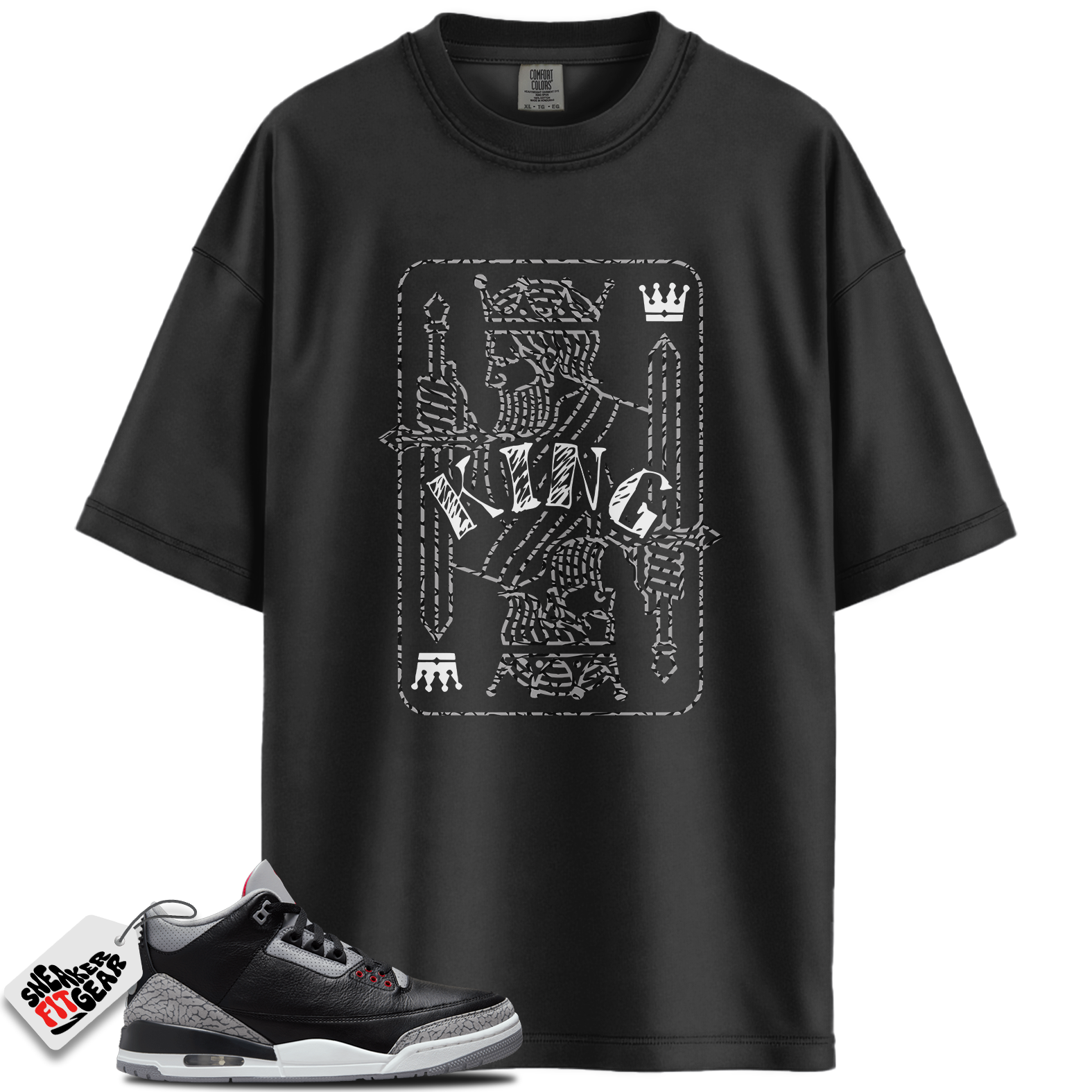Jordan 3 Retro OG Black Cement Match Shirts, KING T-Shirt To Match Jordan 3 Retro OG Black Cement