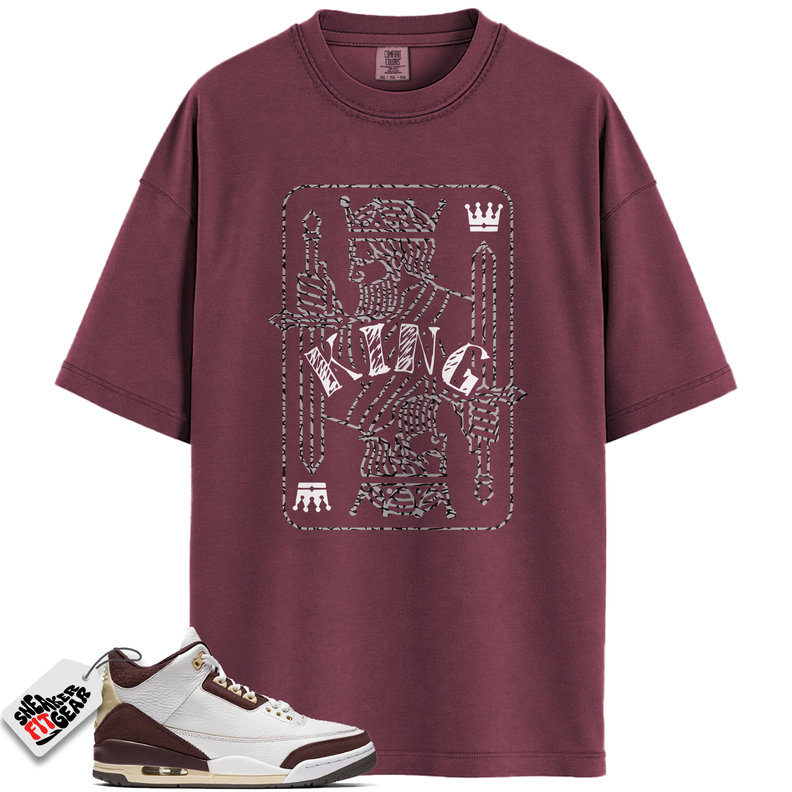 Jordan 3 Retro OG SP A Ma Maniére Burgundy Crush Match Shirts, KING T-Shirt To Match Jordan 3 Retro OG SP A Ma Maniére Burgundy Crush Main image