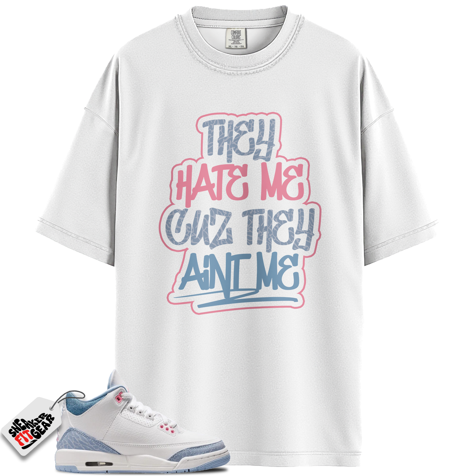 Jordan 3 Retro White Cobalt Bliss (GS) Match Shirts, AINTME To Match Jordan 3 Retro White Cobalt Bliss (GS)