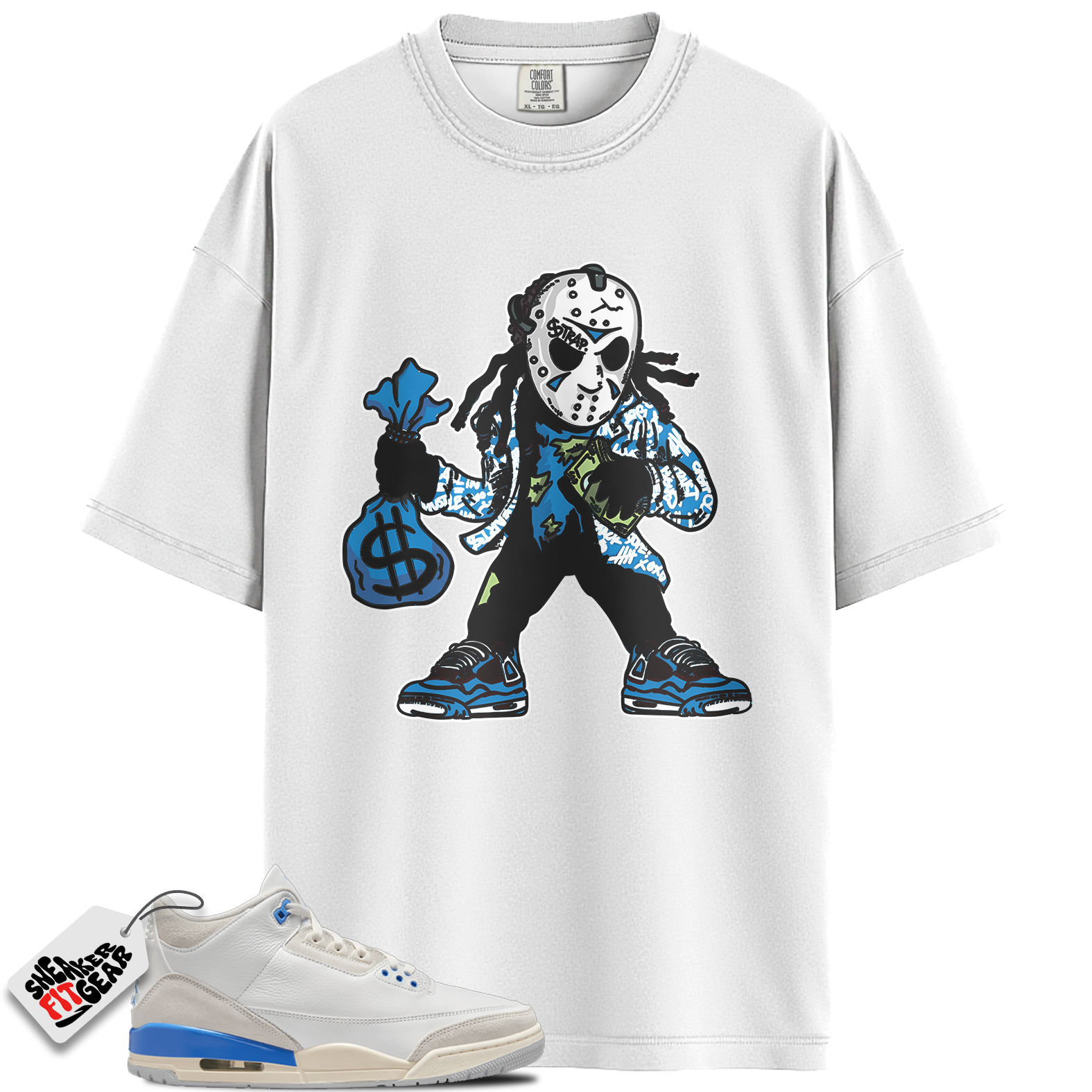 Jordan 3 Retro Lucky Shorts/ Hydrogen Blue Match Shirts, JASON To Match Jordan 3 Retro Lucky Shorts/ Hydrogen Blue