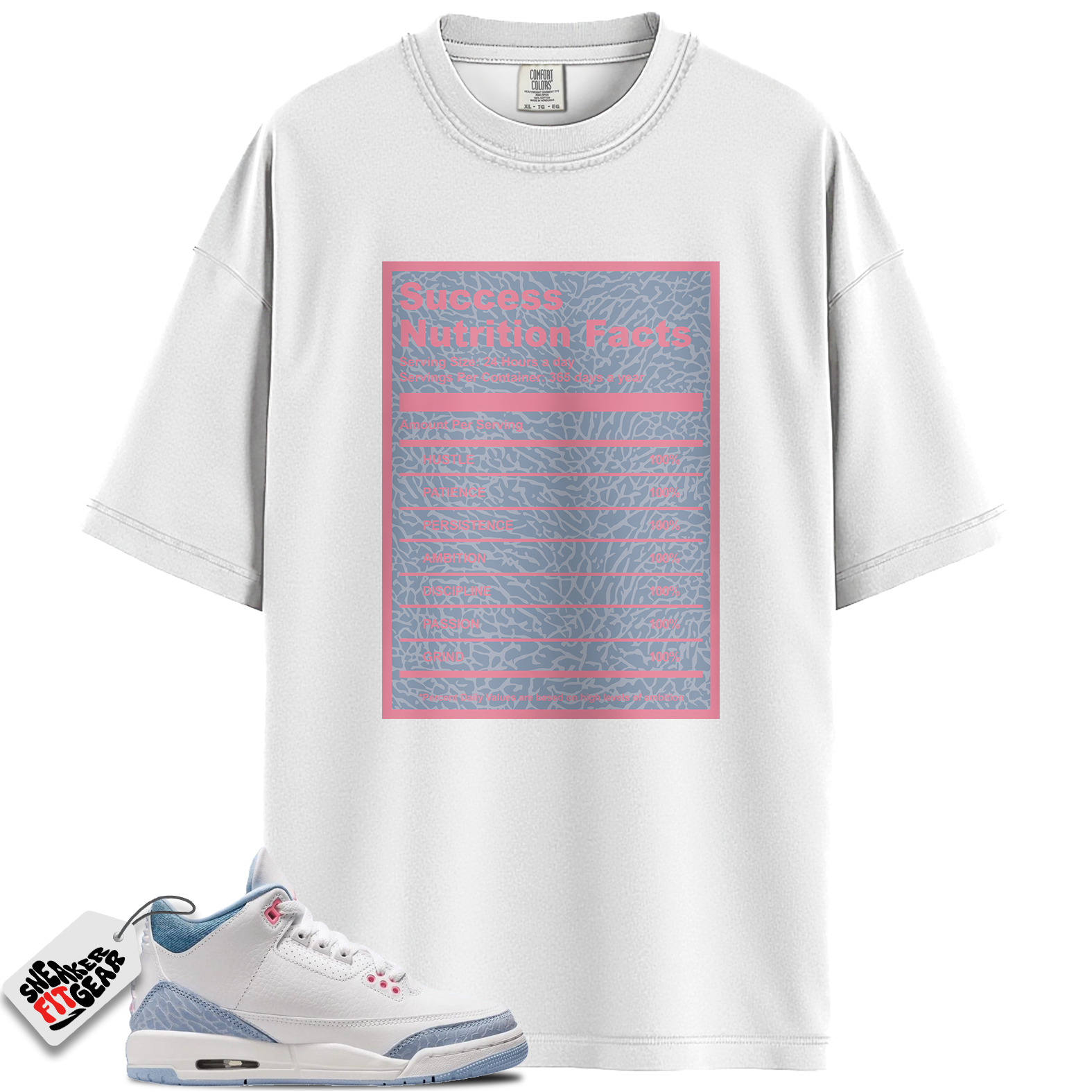 Jordan 3 Retro White Cobalt Bliss (GS) Match Shirts, SUCC To Match Jordan 3 Retro White Cobalt Bliss (GS)